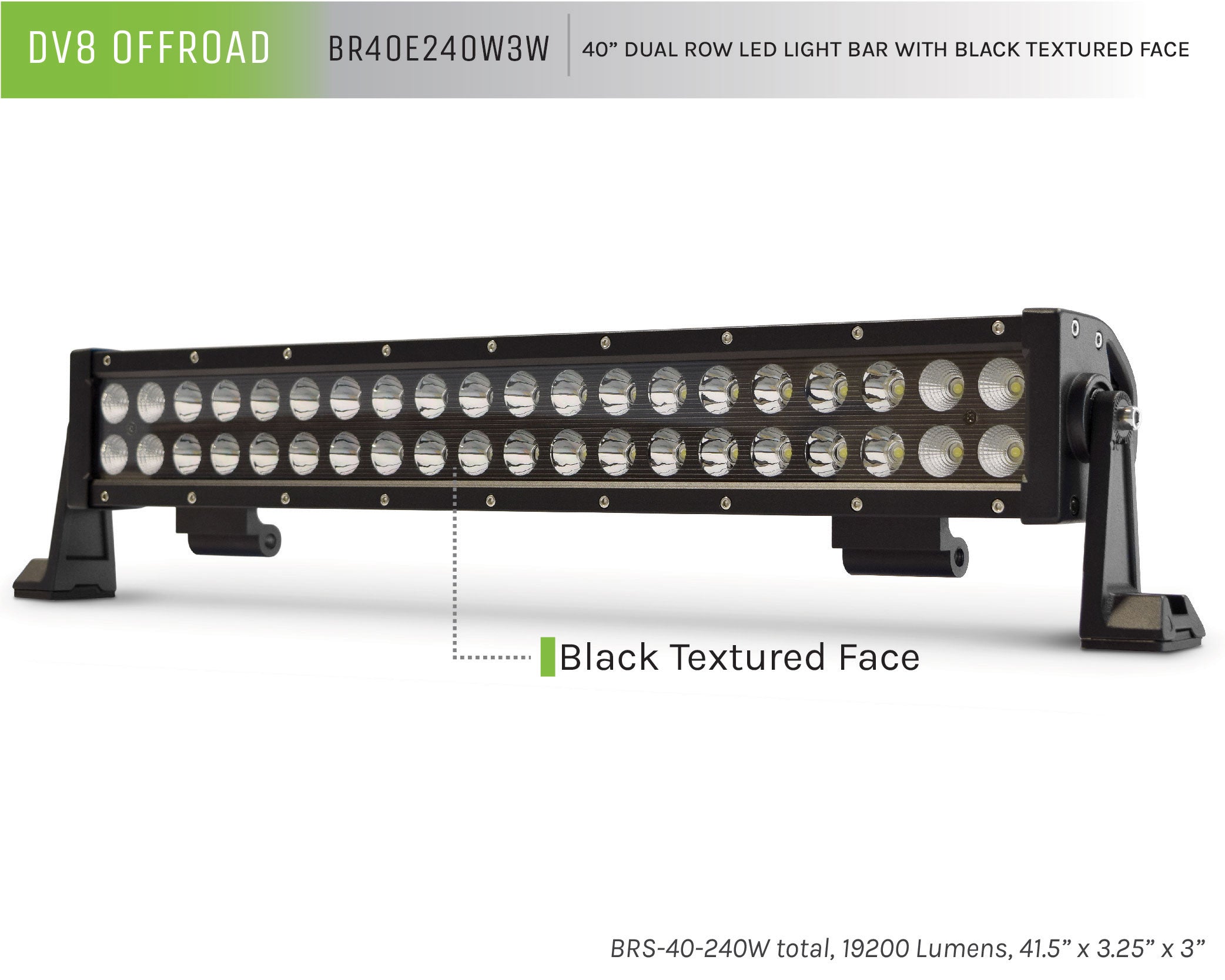 40 in. Dual Row LED Light Bar; Black Face - Apollo Off-Road