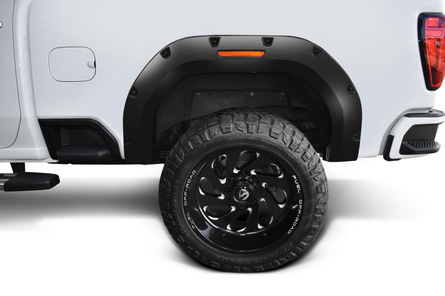 Black Pocket/Rivet Style Smooth Finish Rear Fender Flares For 2020-2026 GMC Sierra 2500/3500 Bushwacker