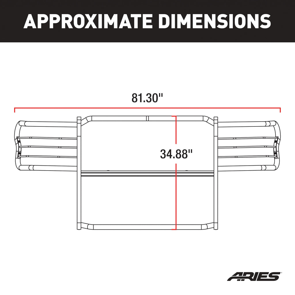 ARIES Black Steel Grille Guard, 2019 Chevy Silverado 1500 LD