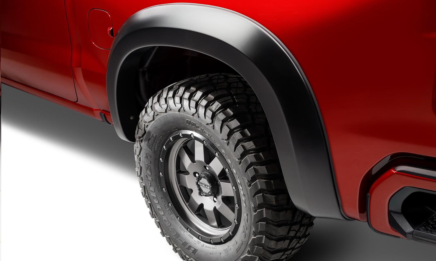 Black Extendafender Style Smooth Finish 4-Piece Fender Flare Set For 19-21 Chevrolet Silverado 1500 2022 Chevrolet Silverado 1500 Ltd Bushwacker