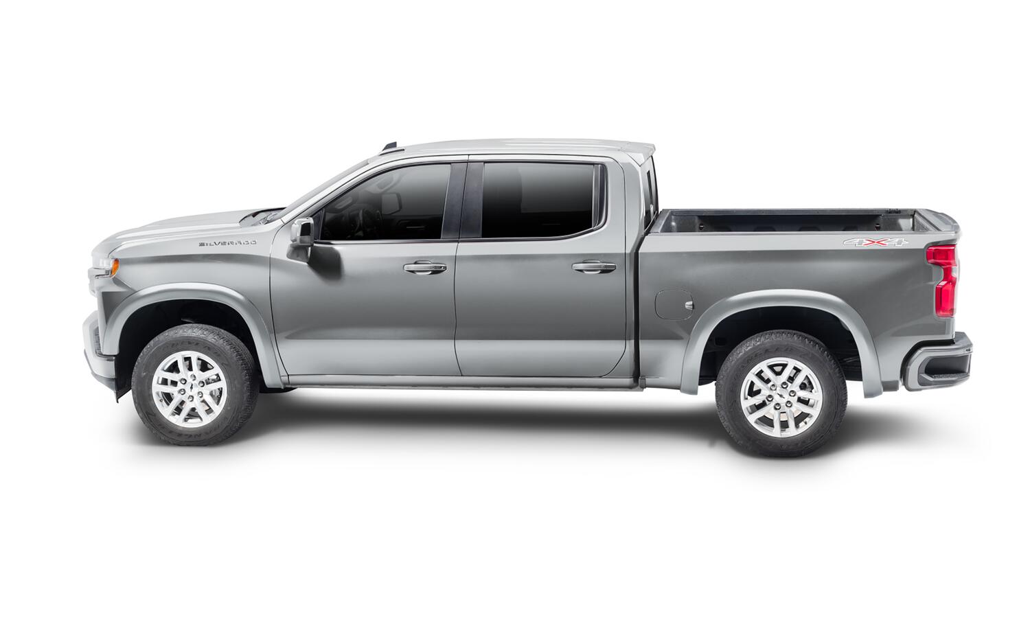 Oe Style Color Matched Silver Ice Metallic 4-Piece Fender Flare Set For 20-21 Chevrolet Silverado 1500 2022 Chevrolet Silverado 1500 Ltd Bushwacker