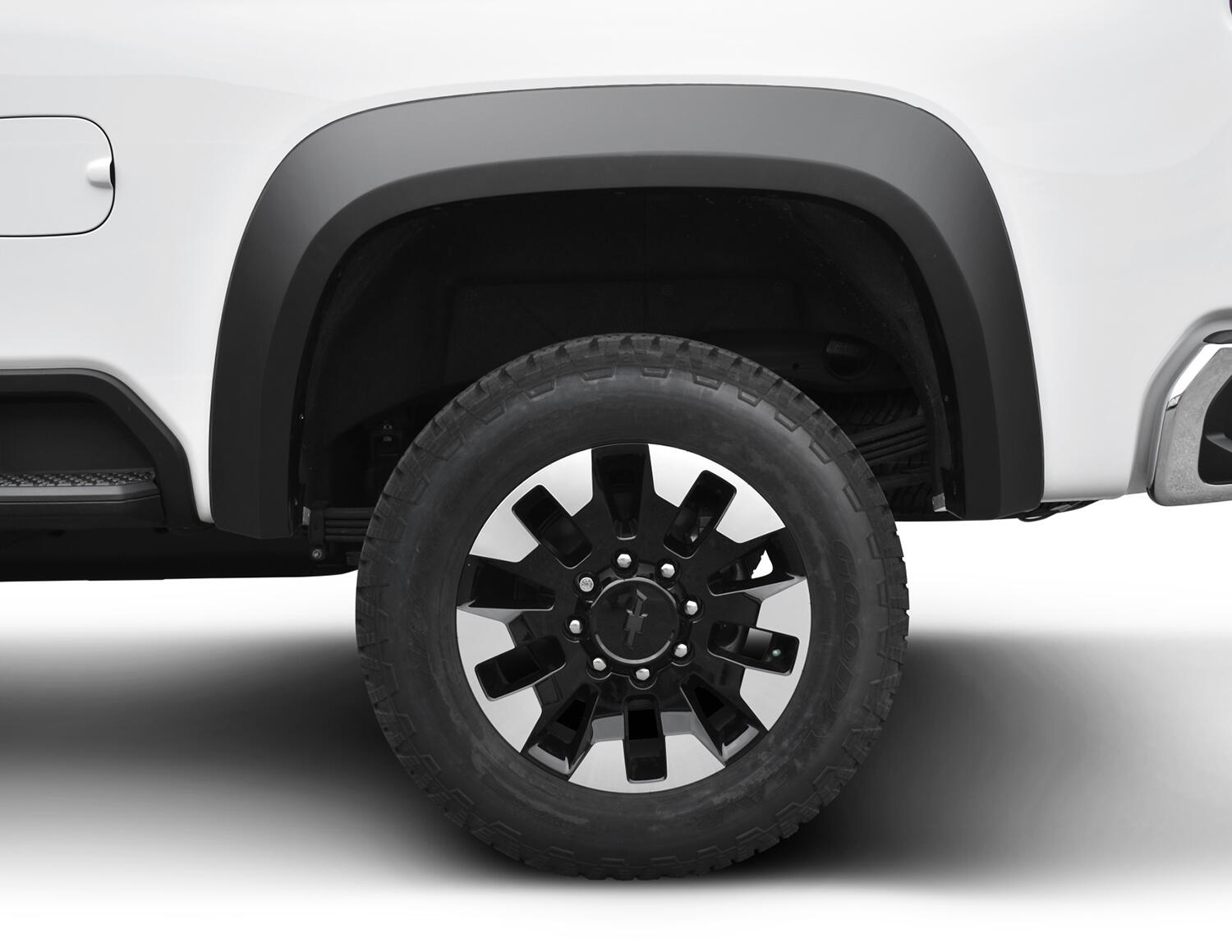 Black Extendafender Style Smooth Finish 4-Piece Fender Flare Set For 2020-2026 Chevrolet Silverado 2500/3500 Bushwacker