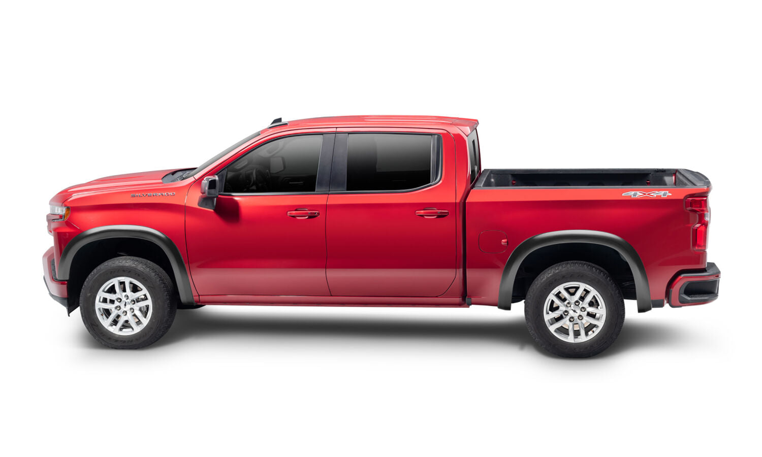 Black OE Style Smooth Finish 4-Piece Fender Flare Set For 2019-2026 Chevrolet Silverado 1500, 2022 Chevrolet Silverado 1500 Ltd Bushwacker