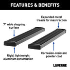LUVERNE Grip Step 7" x 78" Black Aluminum Running Boards, 2020-2026 Ford F-250/F-350/F-450 Super Duty