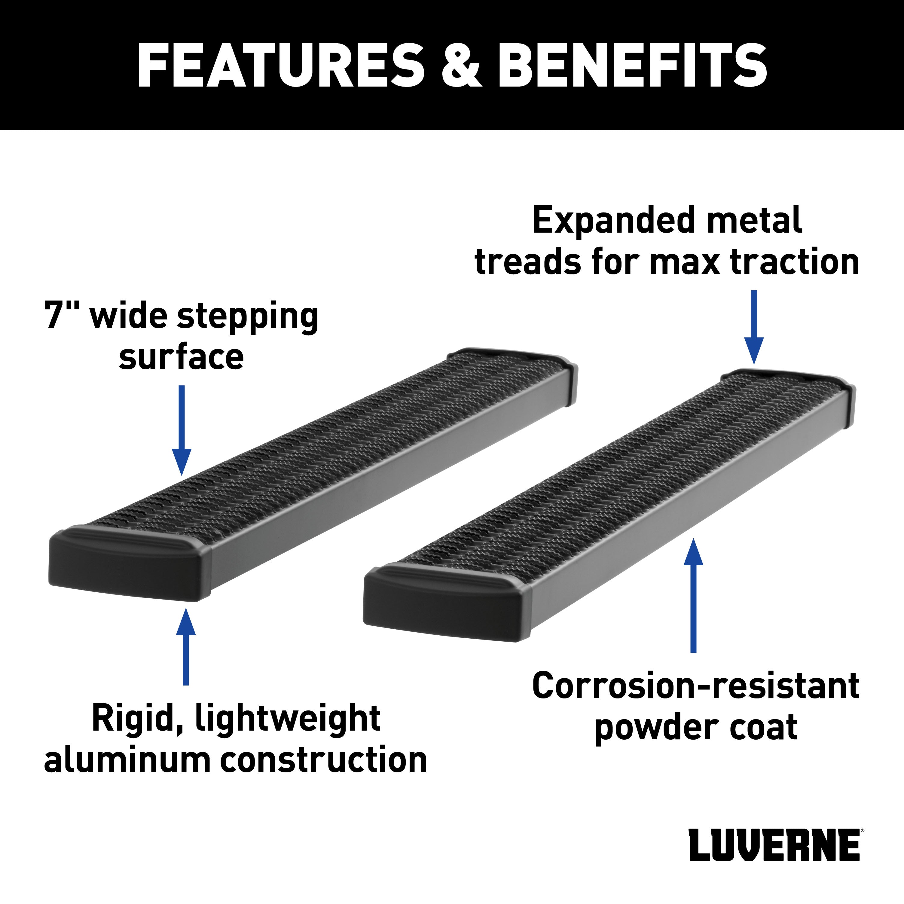LUVERNE LUVERNE 415102-401536   Grip Step 102" W2W Boards for, 2022-2025 Ford F-150 Lightning