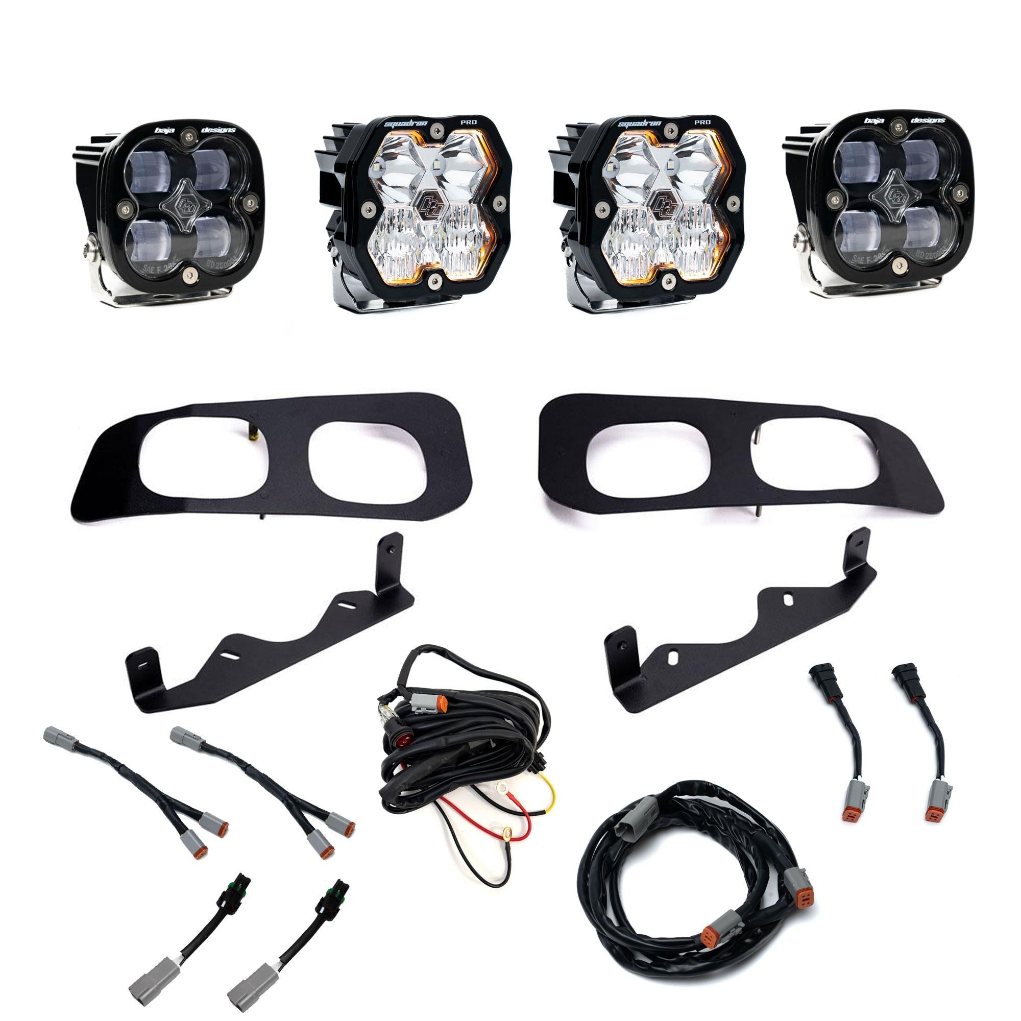 Squadron 2.0 Pro/Squadron Sae Dual Fog Pocket Light Kit Ford 2023-26 F-250/350 Super Duty Clear Toggle Baja Designs