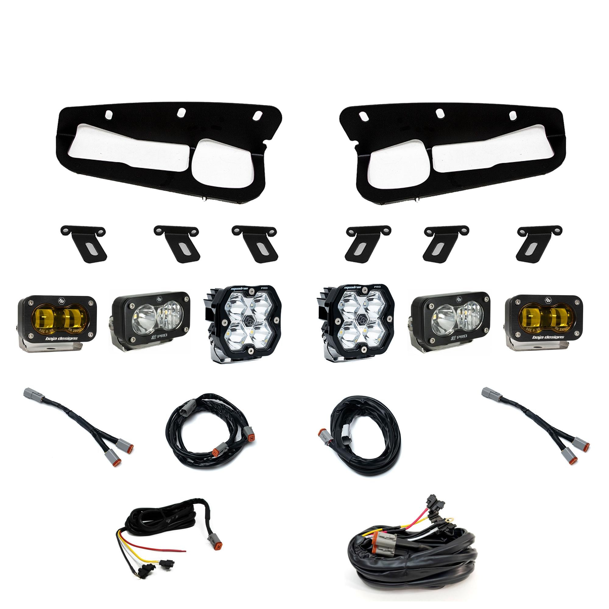 Squadron 2.0 Pro/S2 Pro/S2 Sae Pro Fog Pocket Light Kit Ford 2021-27 Bronco 2022-24 Bronco Raptor w/ Steel Bumper Baja Amber Upfitter Baja Designs
