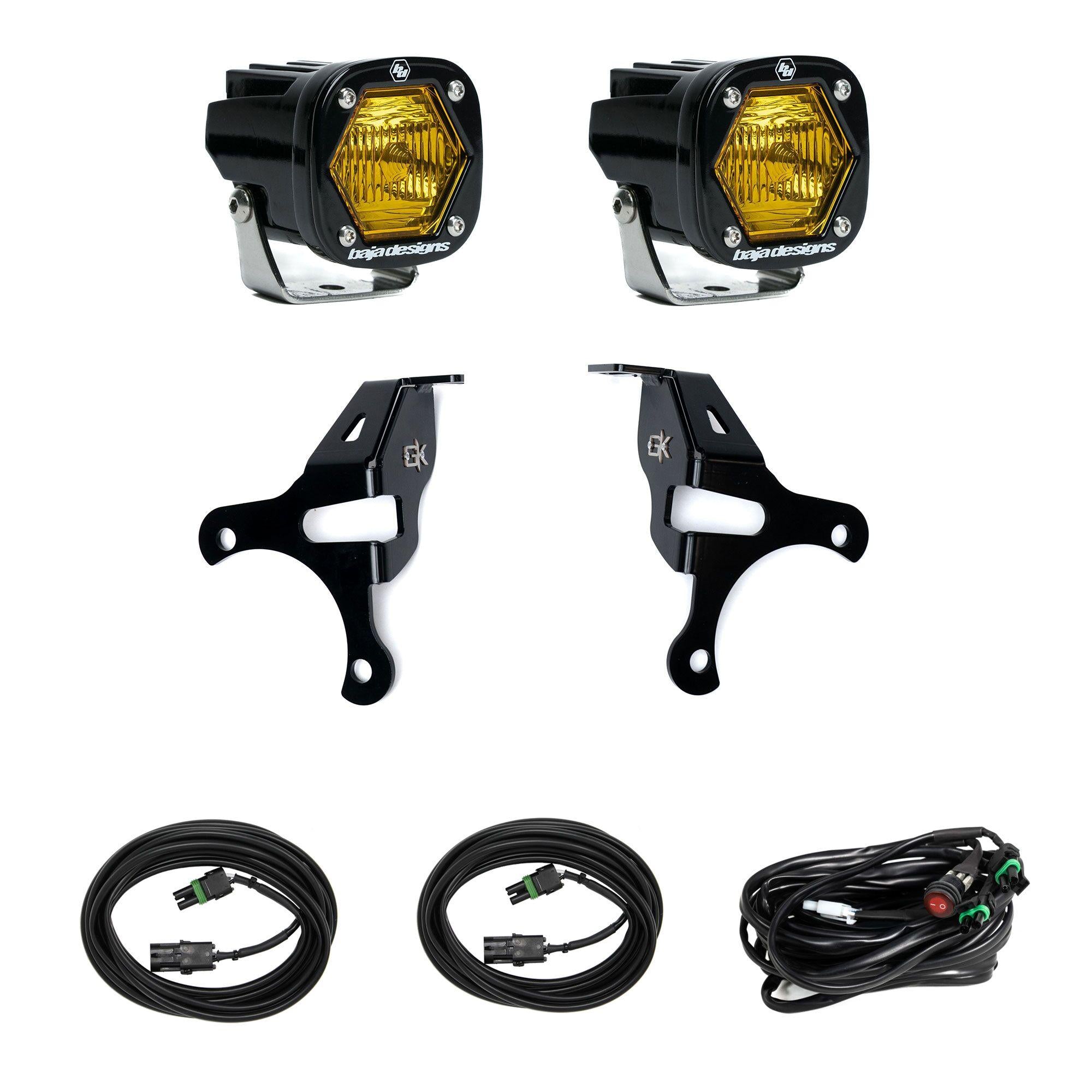 Baja Designs S1 Knuckle Pods Light Kit 18-26 Jeep Wrangler JL 20-26 Jeep Gladiator JT - Trail Baja Amber