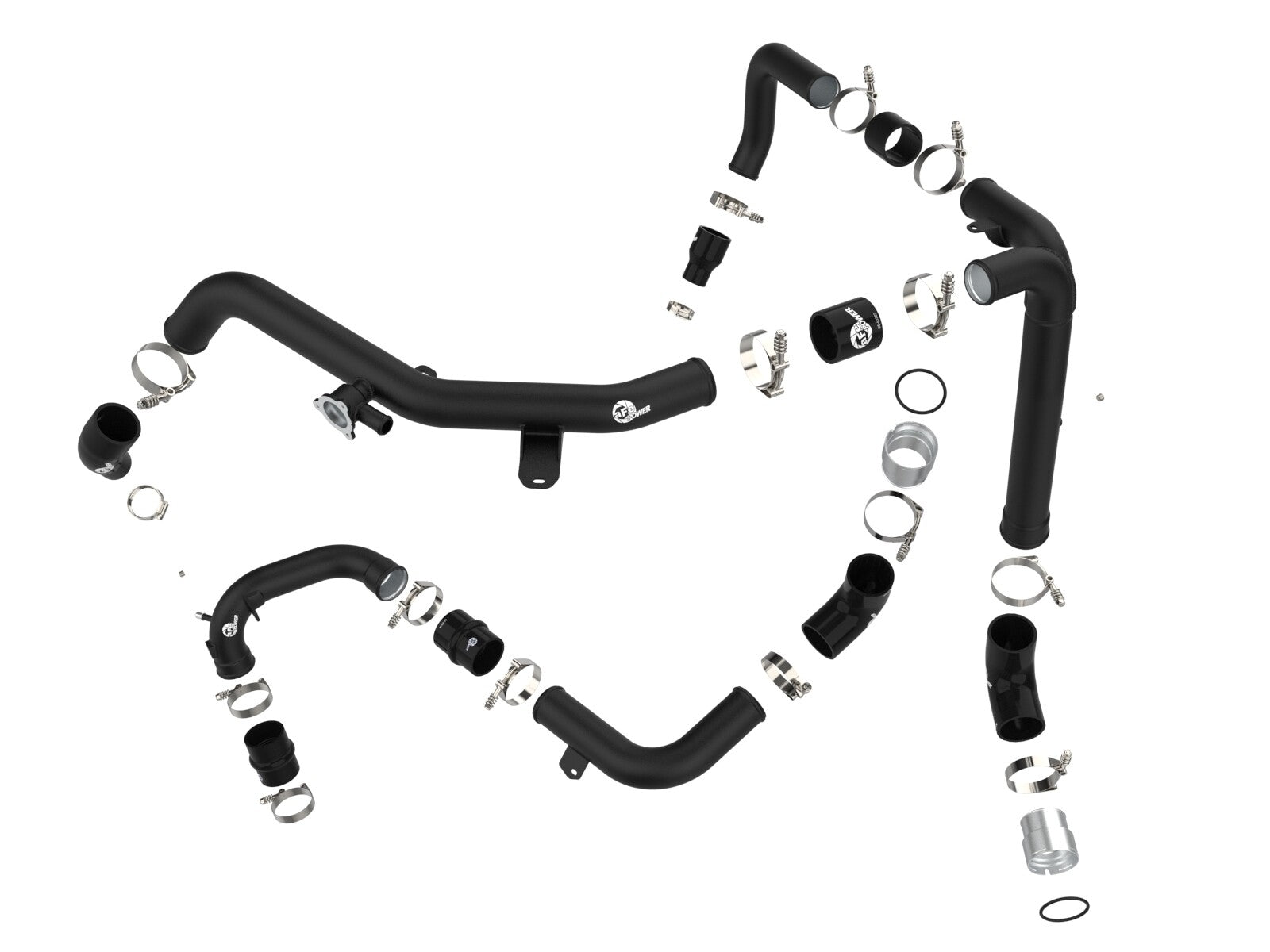 BladeRunner 2-1/4 Inch and 2-3/4 Inch Aluminum Hot and Cold Charge Pipe Kit Black Ford Bronco 21-26 V6-2.7L Twin Turbo