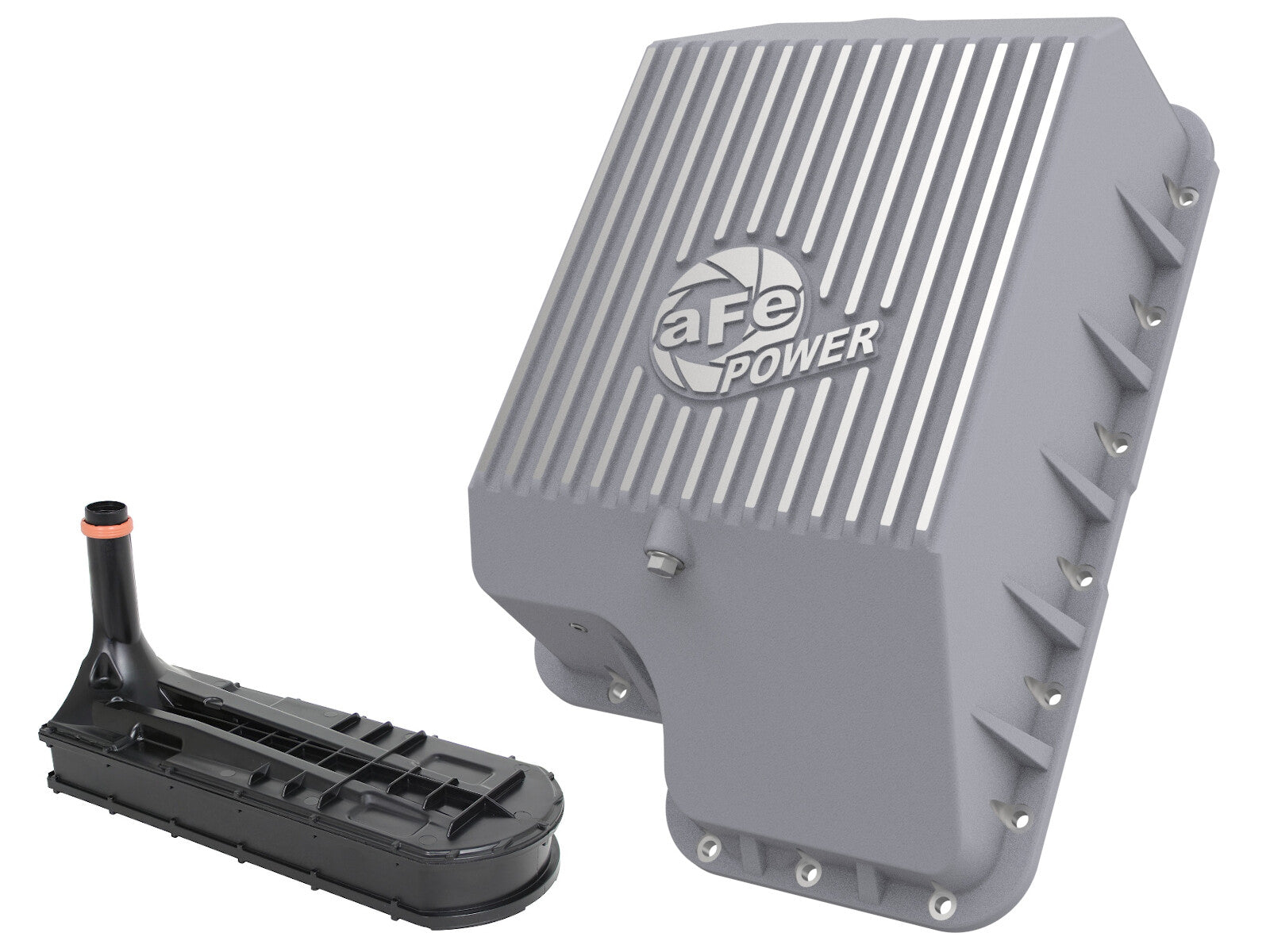 Street Series Transmission Pan Black w/ Machined Fins Ford Diesel Trucks 94-10 V8-7.3L/6.0L/6.4L Turbo Diesel