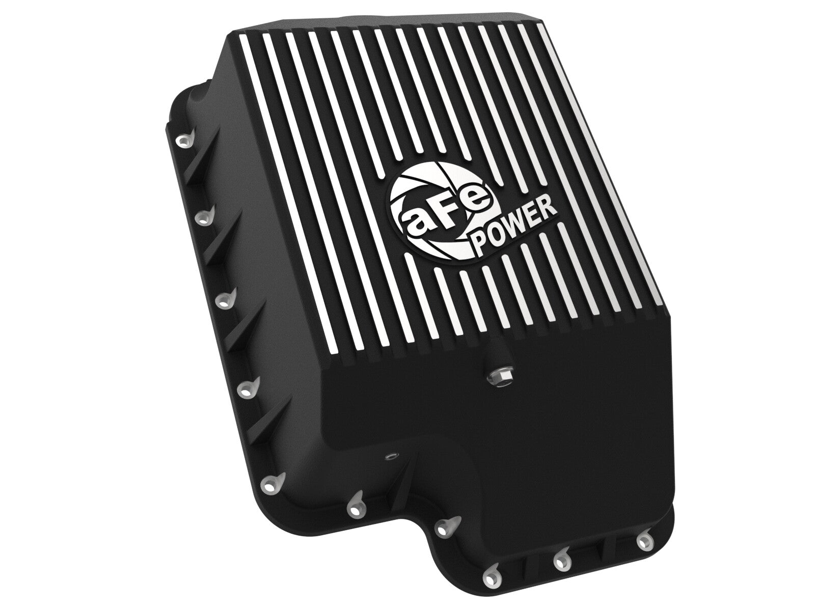 Pro Series Transmission Pan Black w/ Machined Fins Ford Diesel Trucks 94-10 V8-7.3L/6.0L/6.4L Turbo Diesel