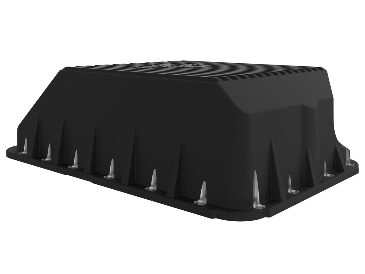 Pro Series Transmission Pan Black w/ Machined Fins Ford Diesel Trucks 94-10 V8-7.3L/6.0L/6.4L Turbo Diesel