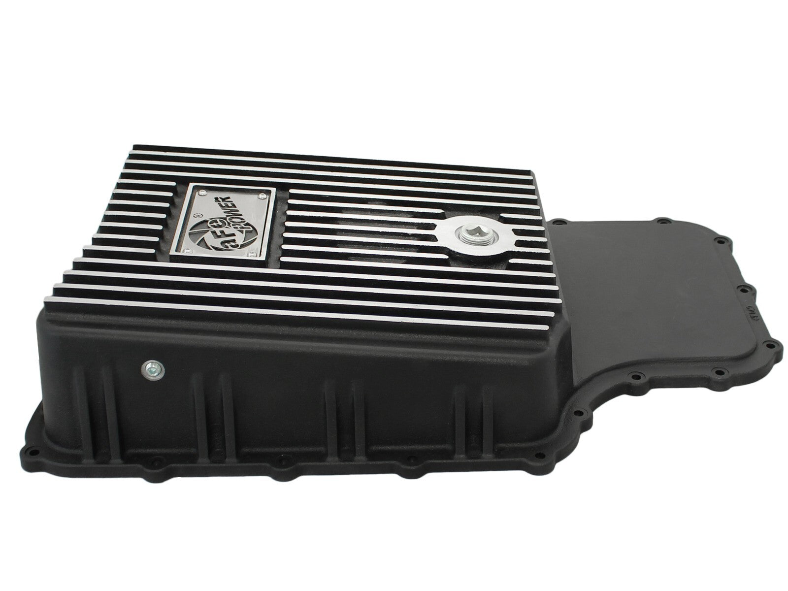 Pro Series Transmission Pan Black w/ Machined Fins Ford Super Duty Trucks 11-21 (6R140 Transmission)