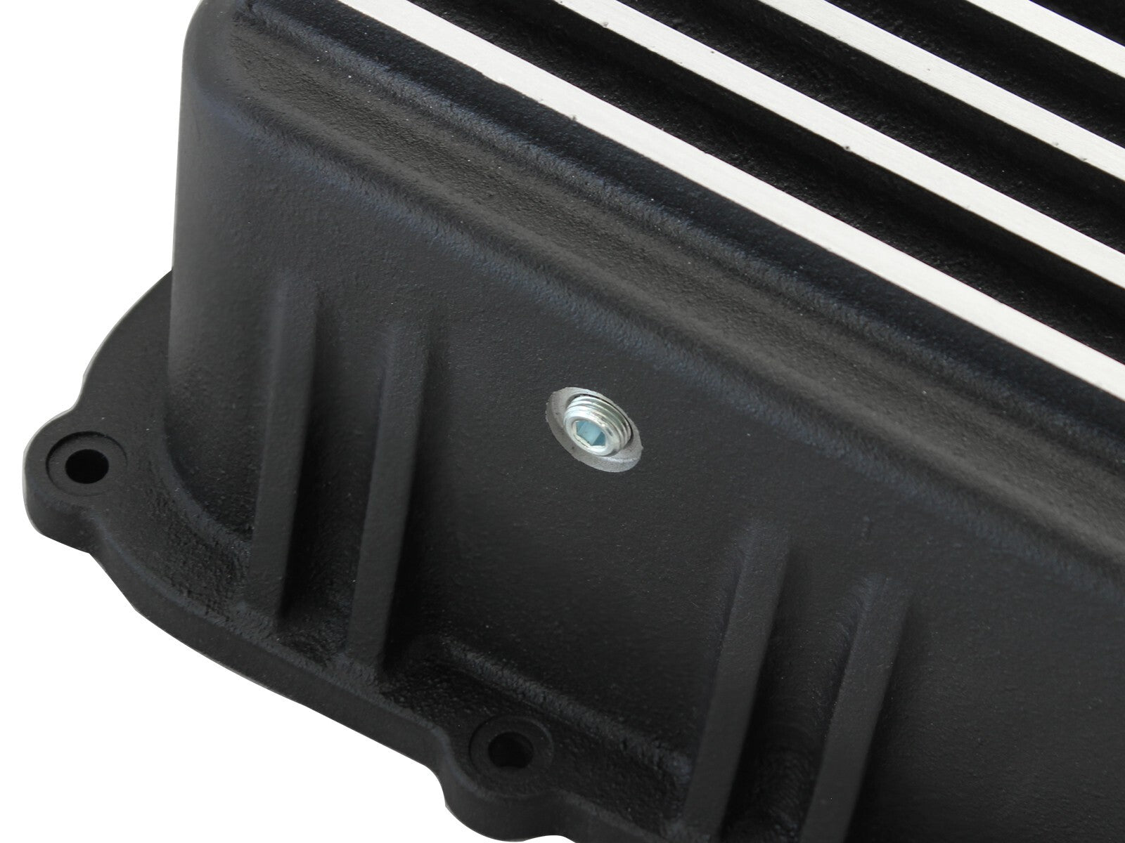 Pro Series Transmission Pan Black w/ Machined Fins Ford Super Duty Trucks 11-21 (6R140 Transmission)