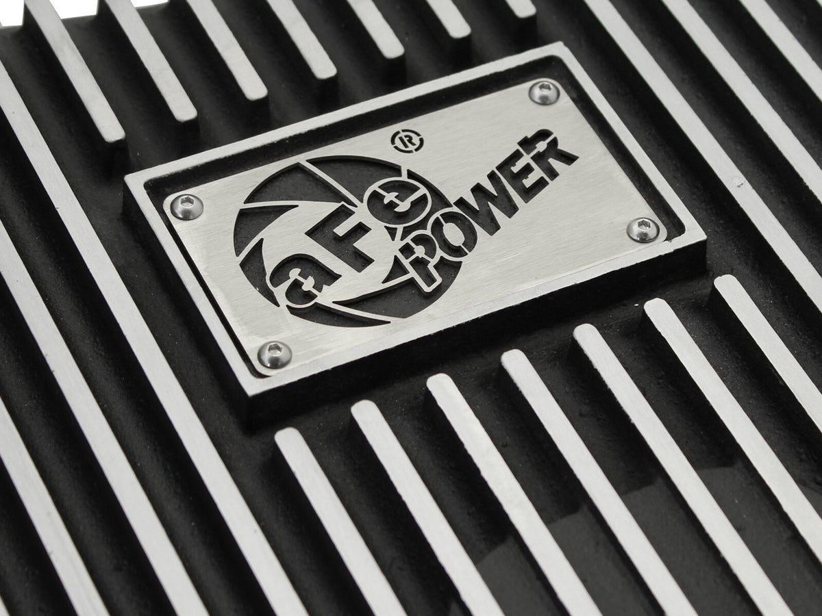 Pro Series Transmission Pan Black w/ Machined Fins Ford Super Duty Trucks 11-21 (6R140 Transmission)