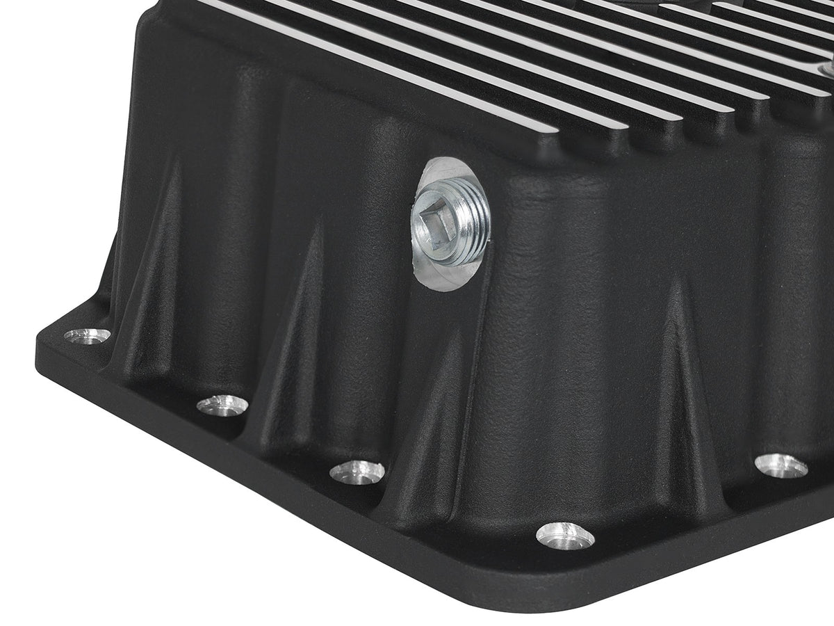 Pro Series Engine Oil Pan Black w/ Machined Fins Ford Diesel Trucks 11-26 V8-6.7L Turbo Diesel
