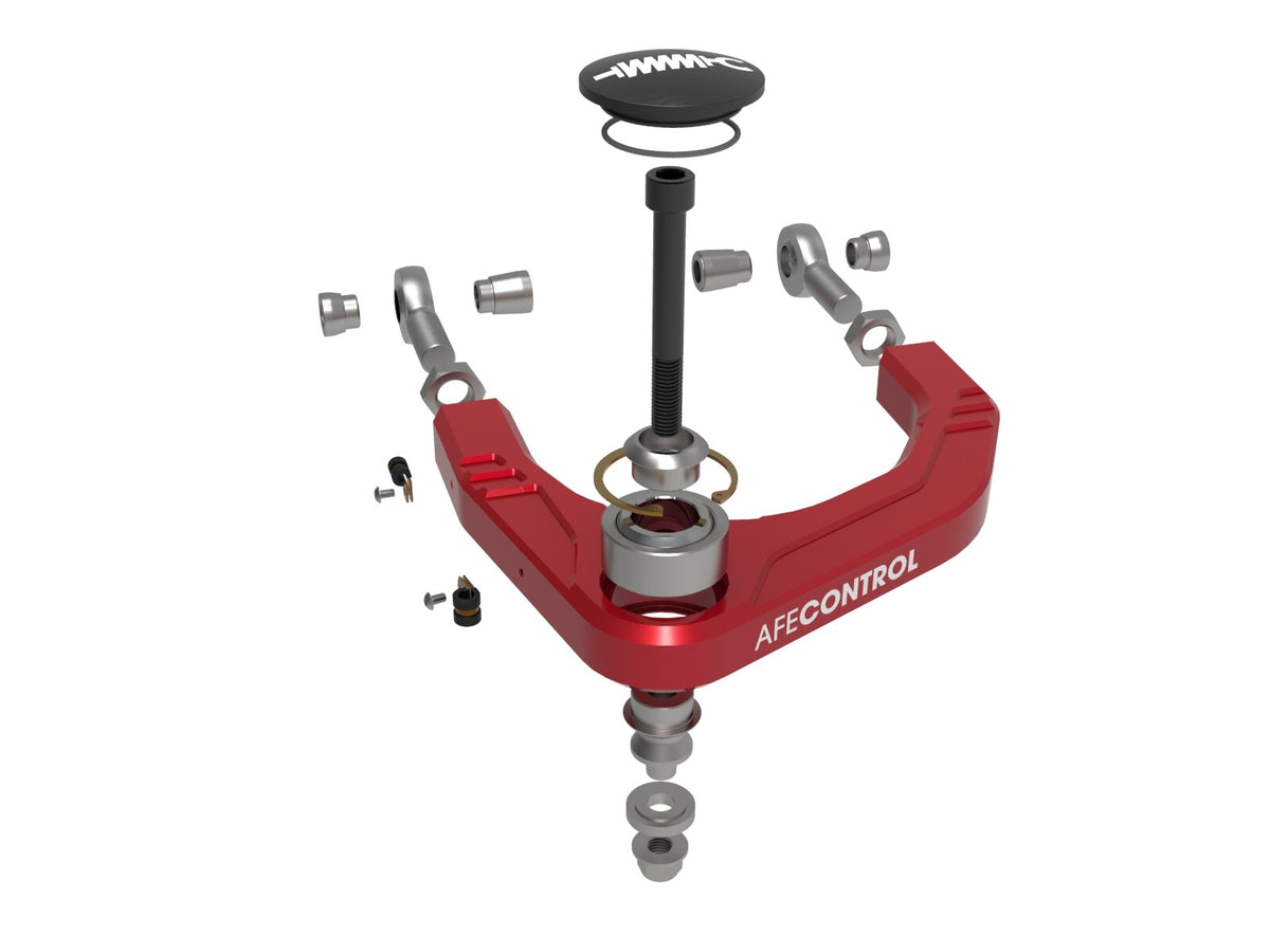 aFe Control Billet Uniball Upper Control Arm Kit Red Toyota Tundra 22-26 V6-3.4L Twin Turbo