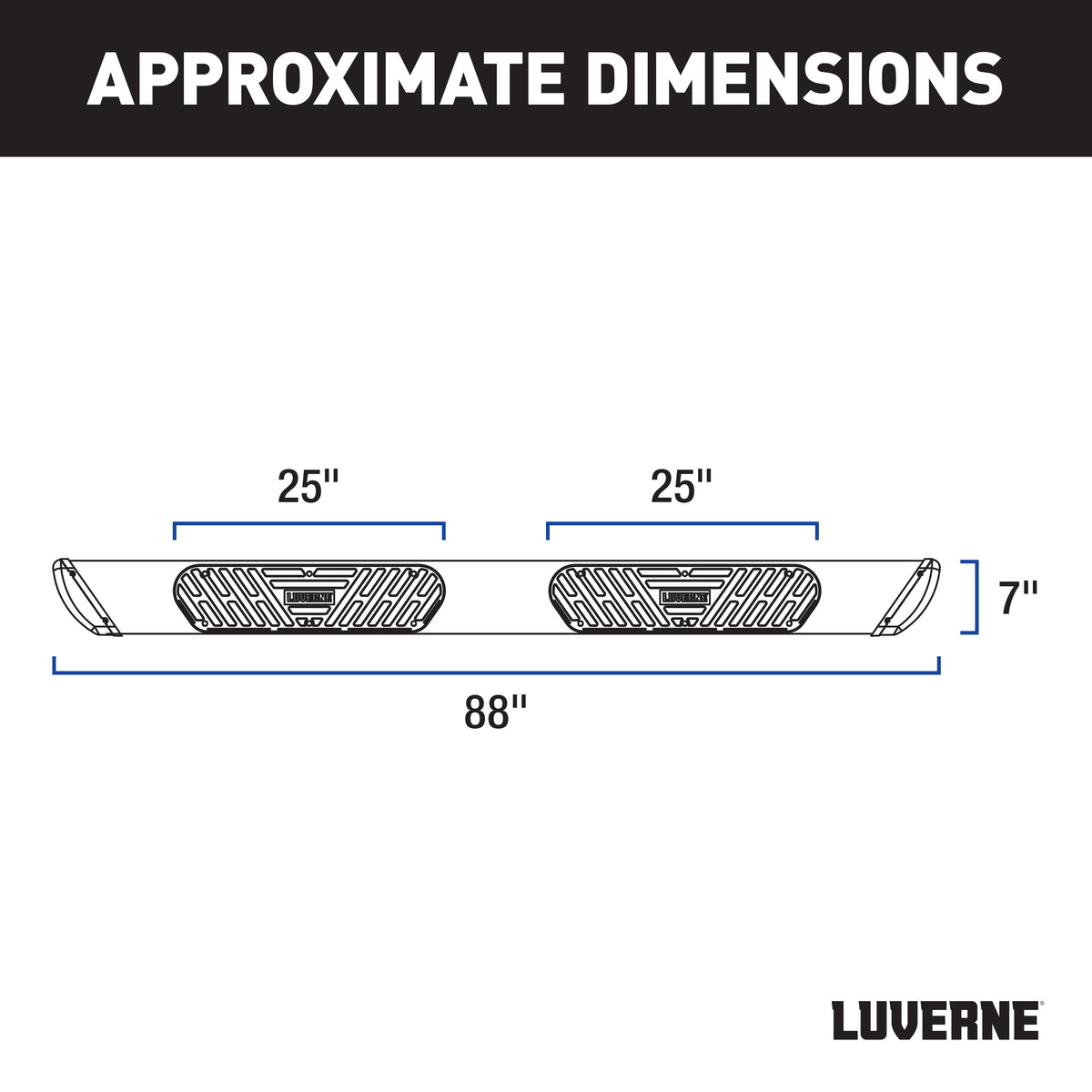 LUVERNE Regal 7 Stainless 88" Side Steps, 2022-2025 Ford F-150 Lightning