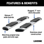 LUVERNE Regal 7 Stainless 88" Side Steps, 2022-2025 Ford F-150 Lightning