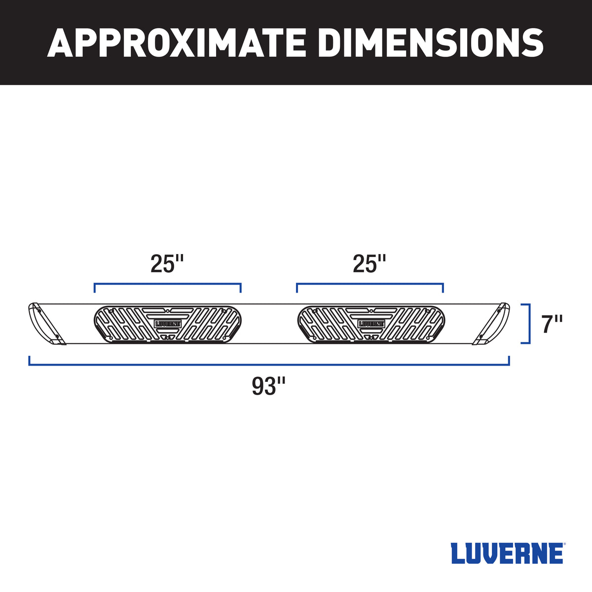 LUVERNE Regal 7 Polished Stainless 93" Oval W2W Steps, 2020-2026 Chevy/GMC Silverado/Sierra 2500HD/3500HD