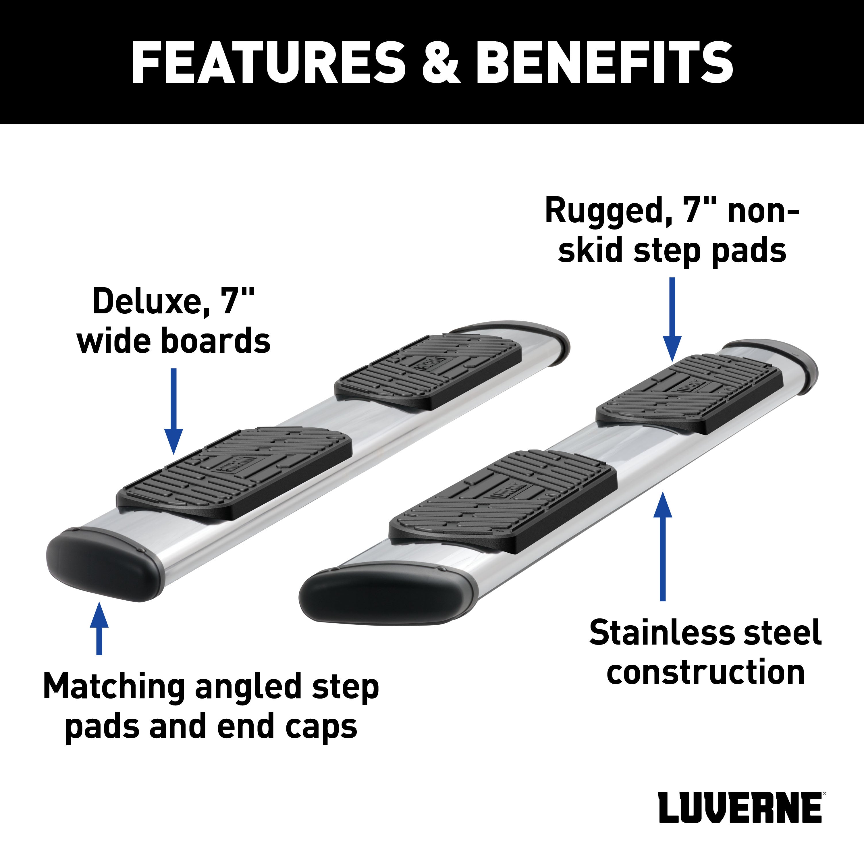 LUVERNE LUVERNE 477102-401536 Regal 7 Stainless 102" W2W Steps for, 2022-2025 Ford F-150 Lightning