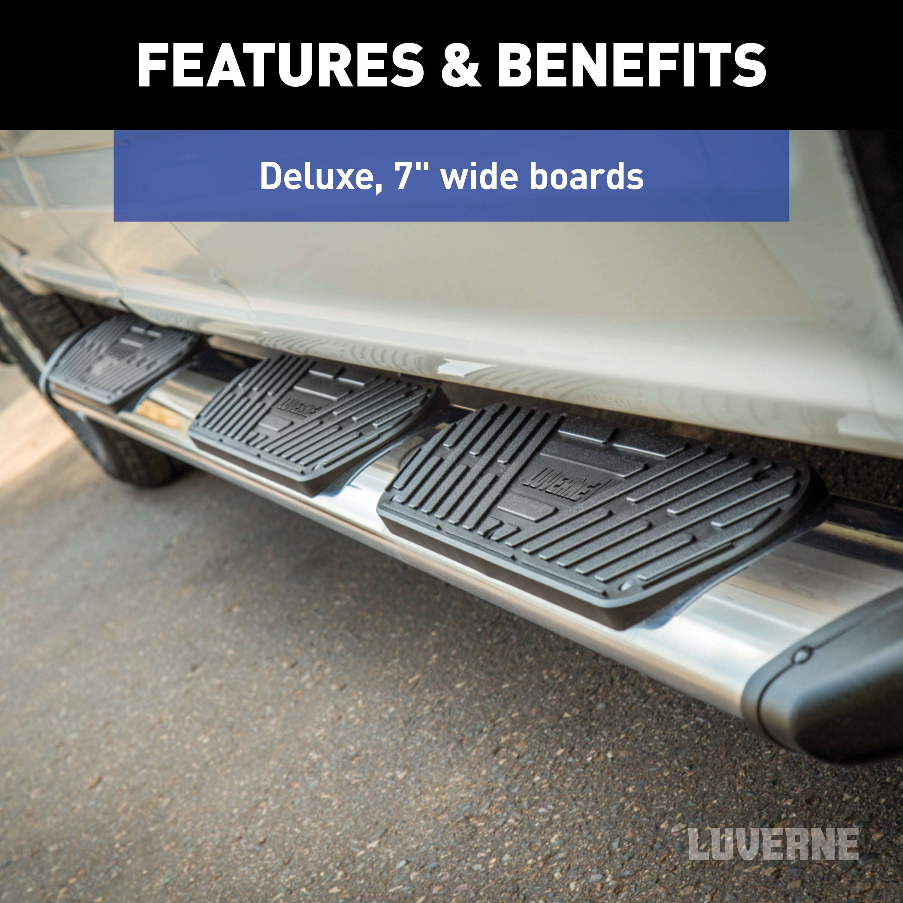 LUVERNE Regal 7 Polished Stainless 125" Oval W2W Steps, 2020-2026 Chevy/GMC Silverado/Sierra 2500HD, 2020-2026 Chevy/GMC Silverado/Sierra 3500HD