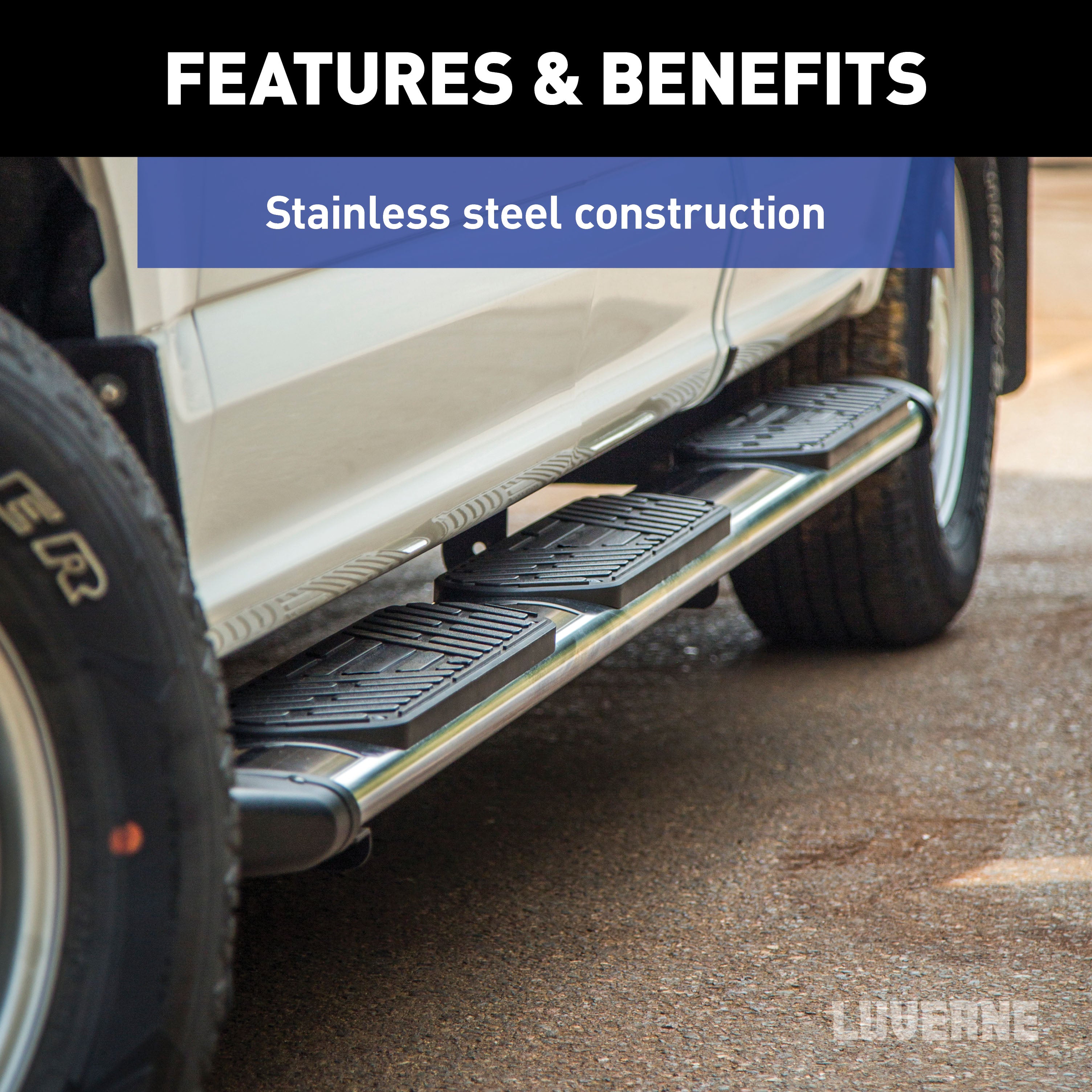 LUVERNE Regal 7 Polished Stainless 125" Oval W2W Steps, 2020-2026 Chevy/GMC Silverado/Sierra 2500HD, 2020-2026 Chevy/GMC Silverado/Sierra 3500HD