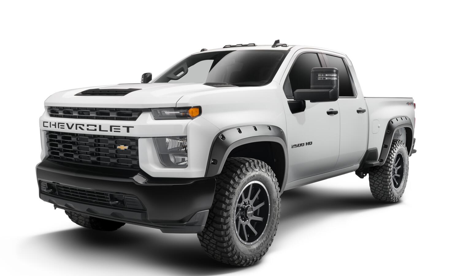 Black Forge Pocket/Rivet Textured Finish 4-Pc Fender Flare Set For 20-26 Chevrolet Silverado 2500/3500 Bushwacker