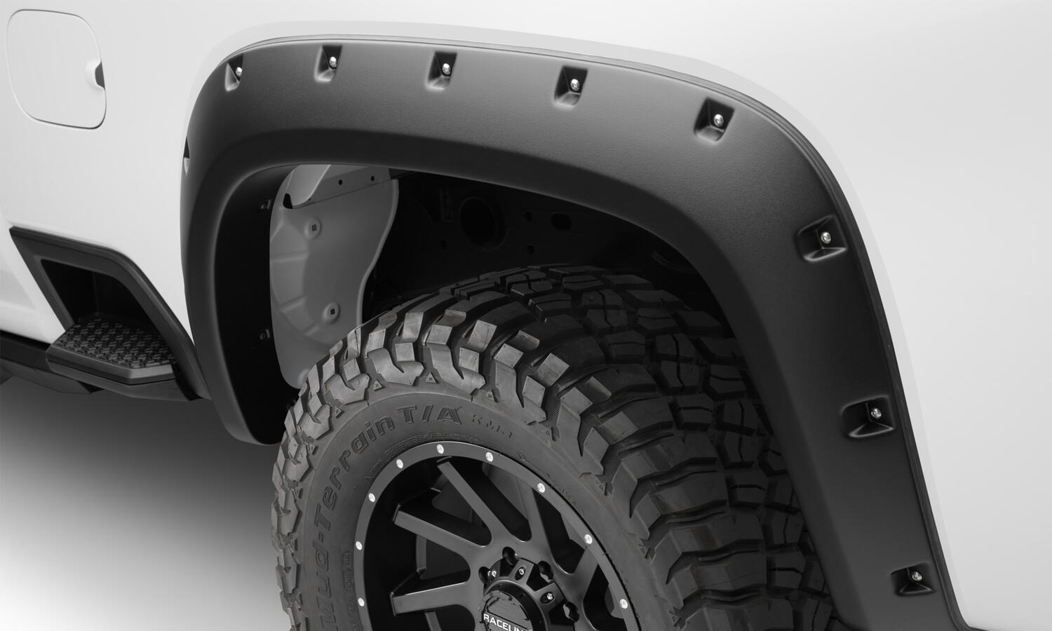 Black Forge Pocket/Rivet Textured Finish 4-Pc Fender Flare Set For 20-26 Chevrolet Silverado 2500/3500 Bushwacker