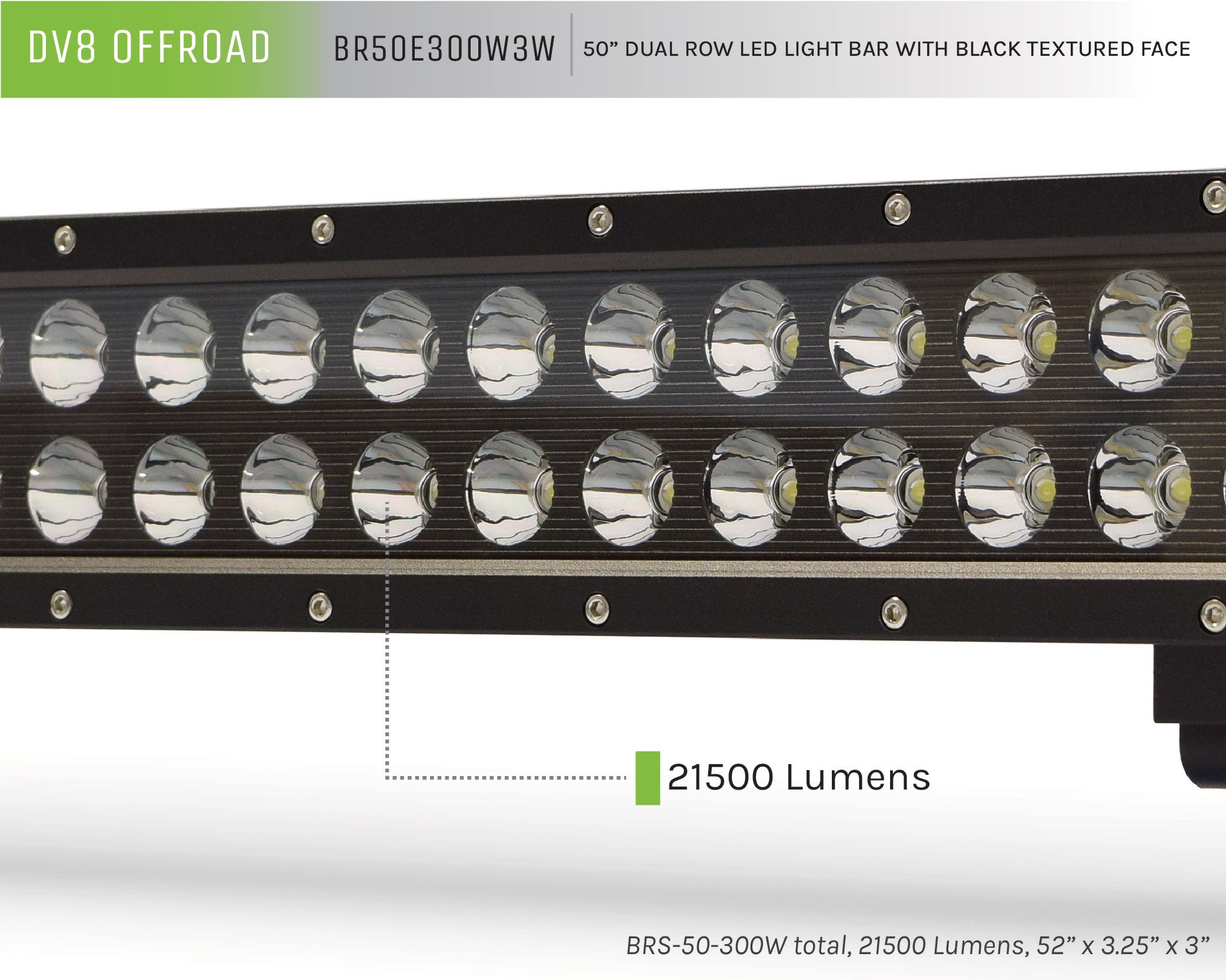 50 in. Dual Row LED Light Bar; Black Face - Apollo Off-Road