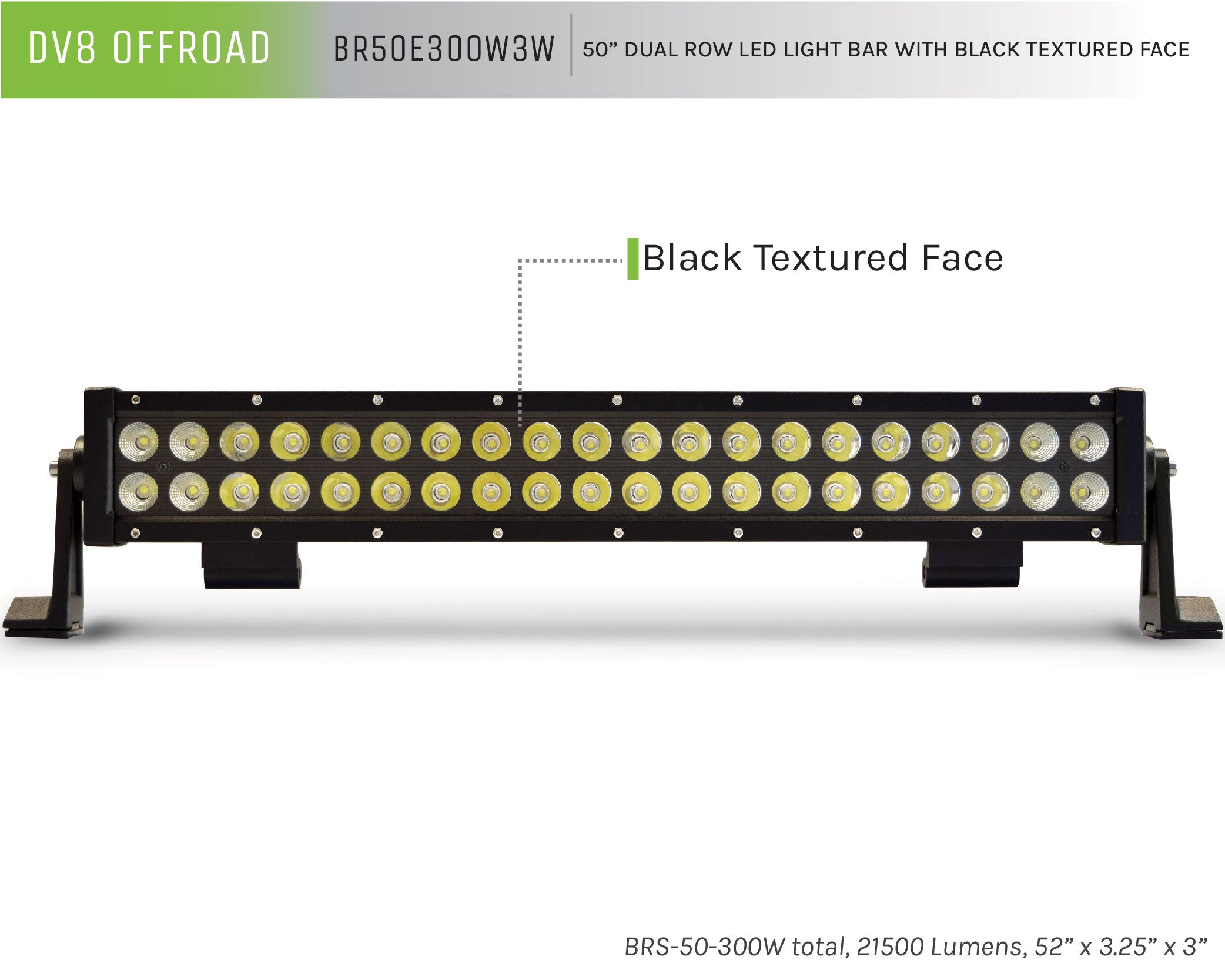 50 in. Dual Row LED Light Bar; Black Face - Apollo Off-Road