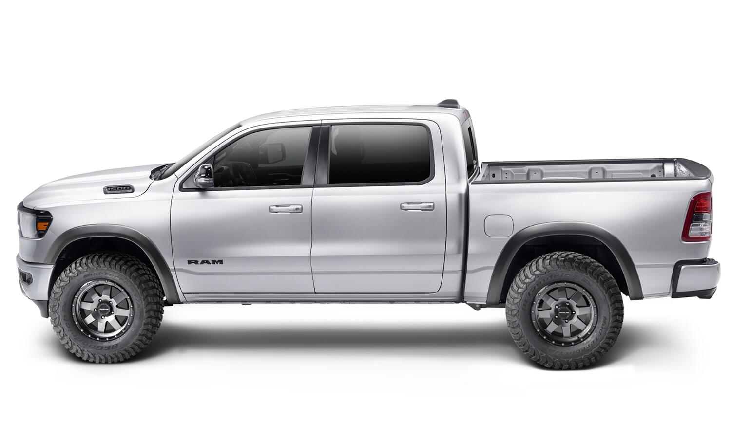 Black Extendafender Style Smooth Finish Front Fender Flares For 2019-2022 Ram 1500 Will Not Fit Rebel And Trx Models Bushwacker
