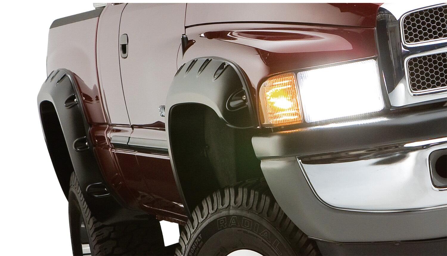 Pocket/Rivet Style Color Matched Ivory Pearl Tricoat 4-Piece Fender Flare Set For 2019 Ram 1500 (Excludes Rebel Models) Bushwacker