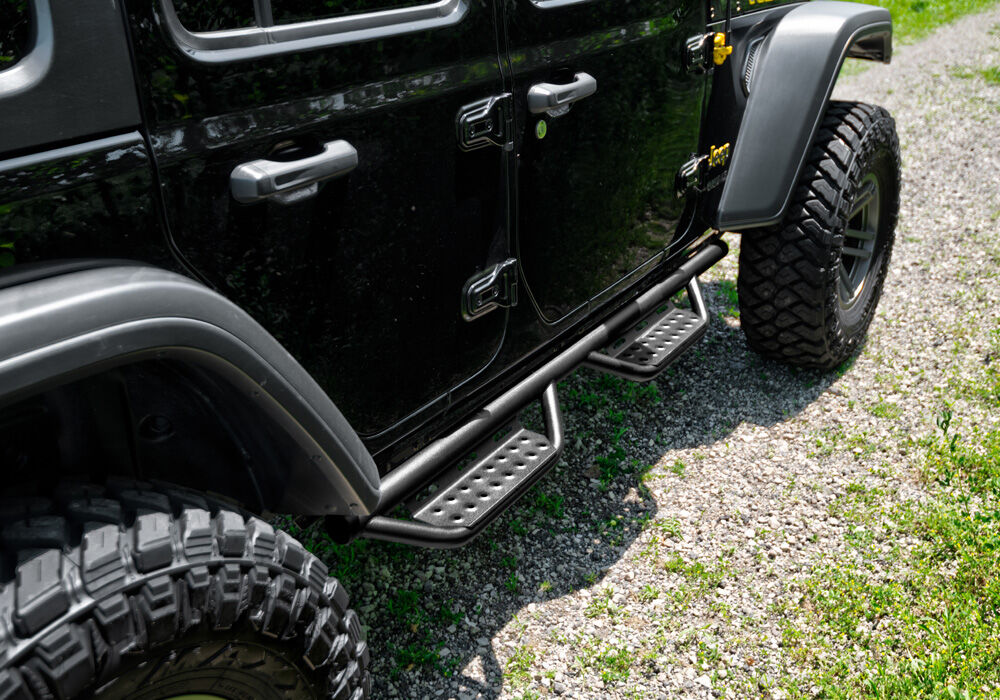 Nerf Step RS Bar Full Length (1 Step per Side) 2018-2026 Jeep Wrangler JL 2-Door Textured Black NFab