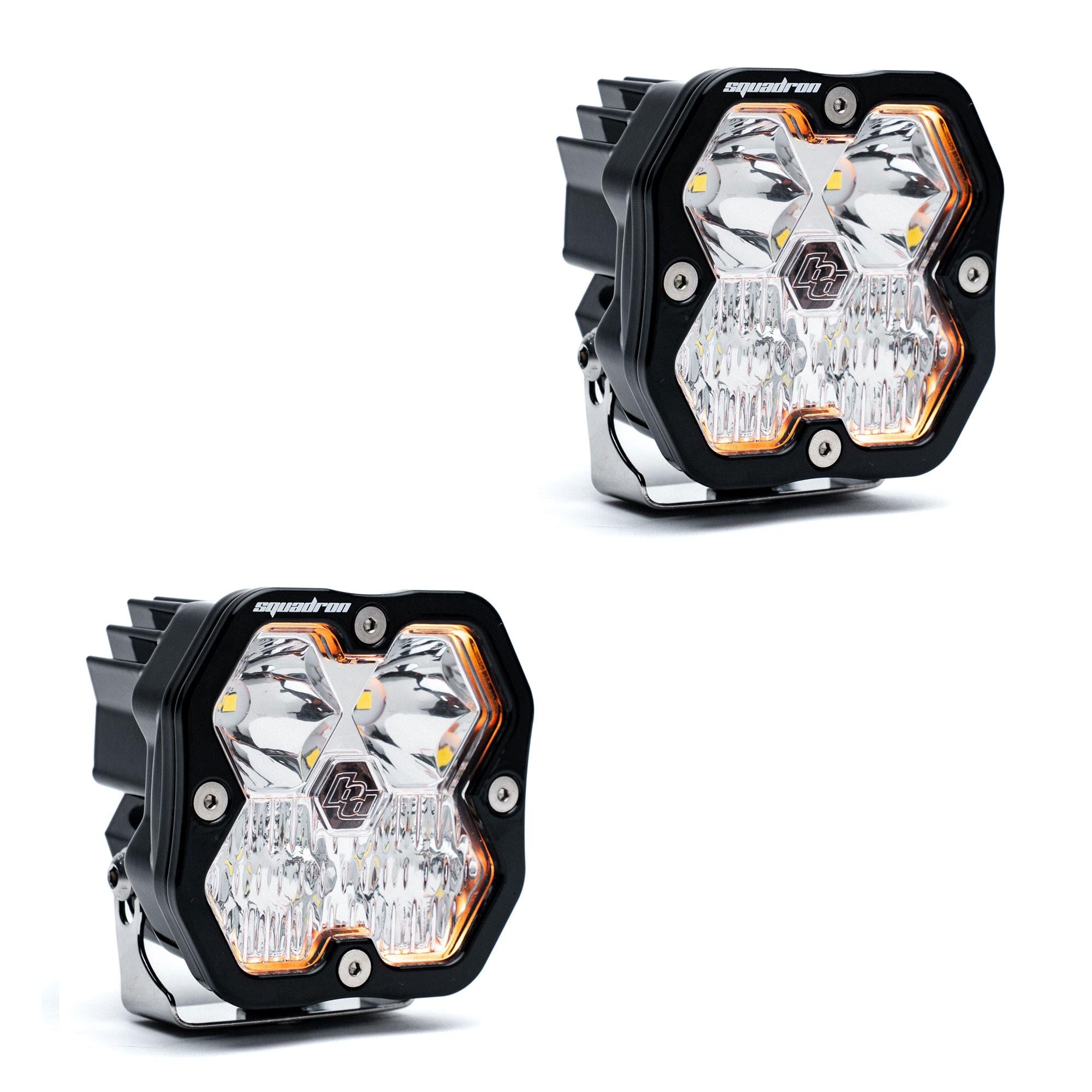 Squadron 2.0 Sport Black LED Auxiliary Light Pod Pair (No Harness) Universal Clear Driving/Combo Baja Designs