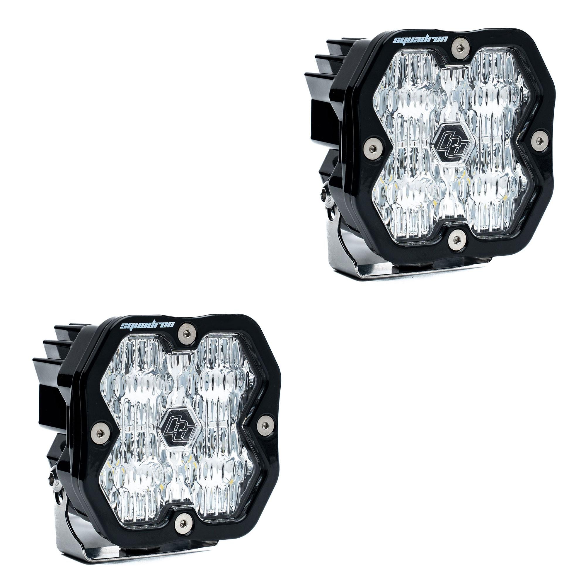 Squadron 2.0 Sport Black LED Auxiliary Light Pod Pair (No Harness) Universal Clear Wide Cornering Baja Designs