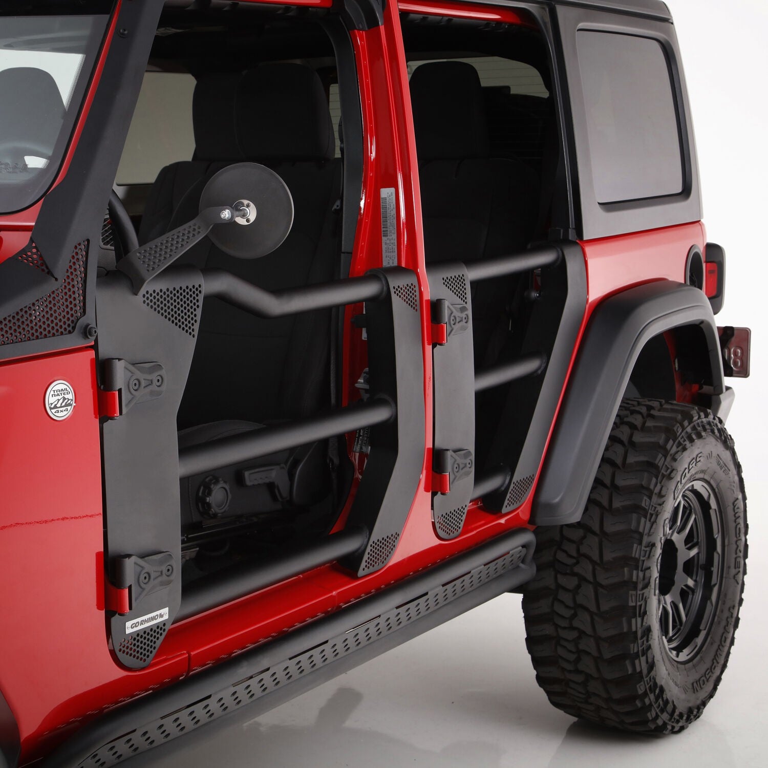 Trailline Tube Door Front Textured Black 2018-2026 Jeep Wrangler JL 2020-2025 Jeep Gladiator Go Rhino
