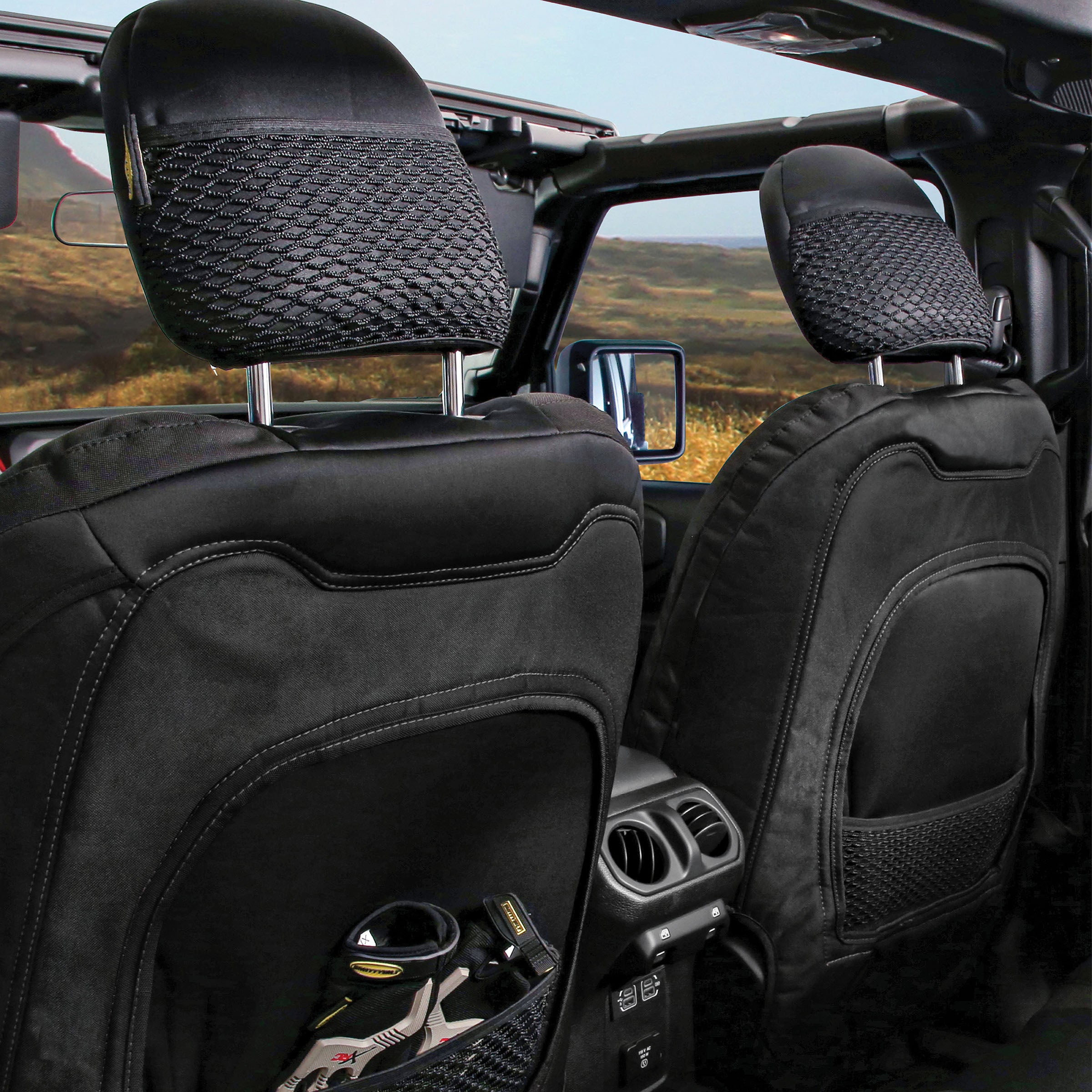 Gen2 Neoprene Front and Rear Seat Cover Kit Black/Black 2020-2023 Jeep Gladiator Smittybilt