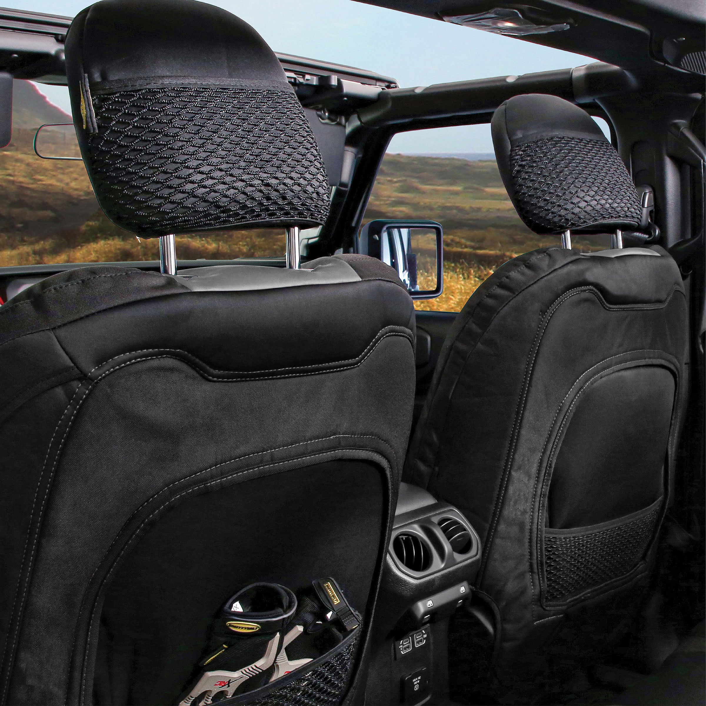 Gen2 Neoprene Front and Rear Seat Cover Kit Charcoal/Black 2020-2023 Jeep Gladiator Smittybilt