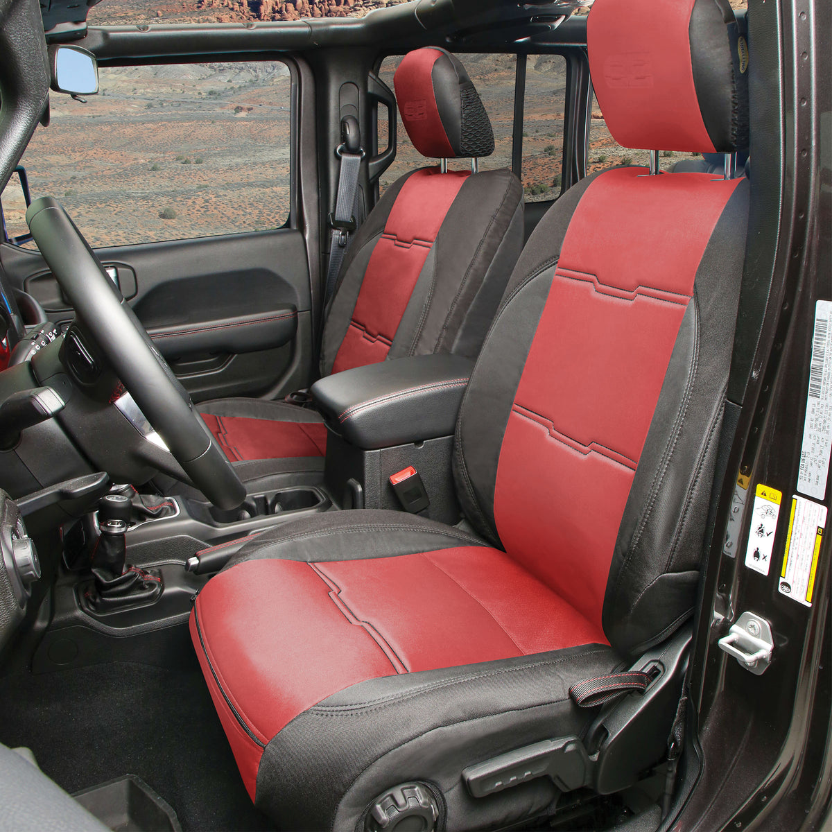 Gen2 Neoprene Front and Rear Seat Cover Kit Red/Black 2020-2023 Jeep Gladiator Smittybilt