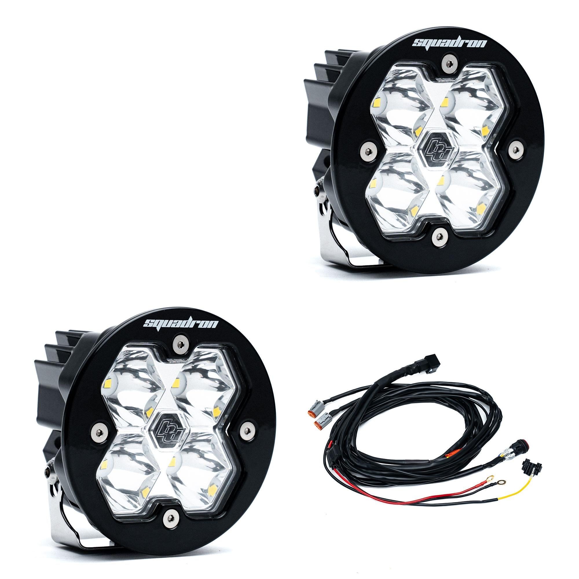 Squadron-R 2.0 Sport Black LED Auxiliary Light Pod Pair Universal Clear Spot Baja Designs