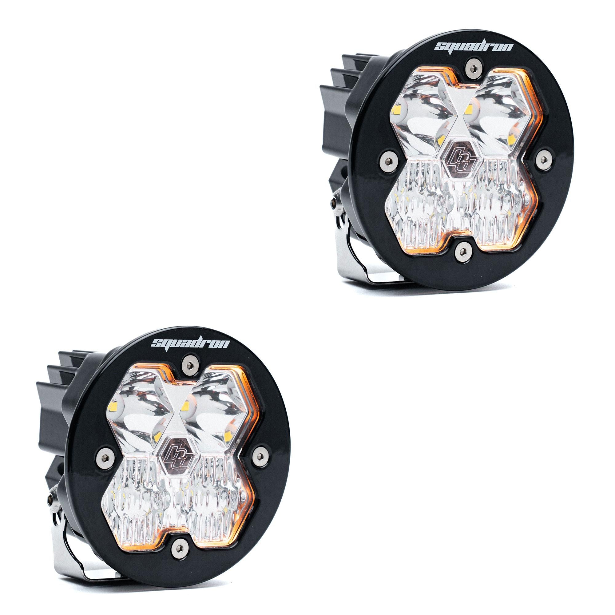 Squadron-R 2.0 Sport Black LED Auxiliary Light Pod Pair (No Harness) Universal Clear Driving/Combo Baja Designs