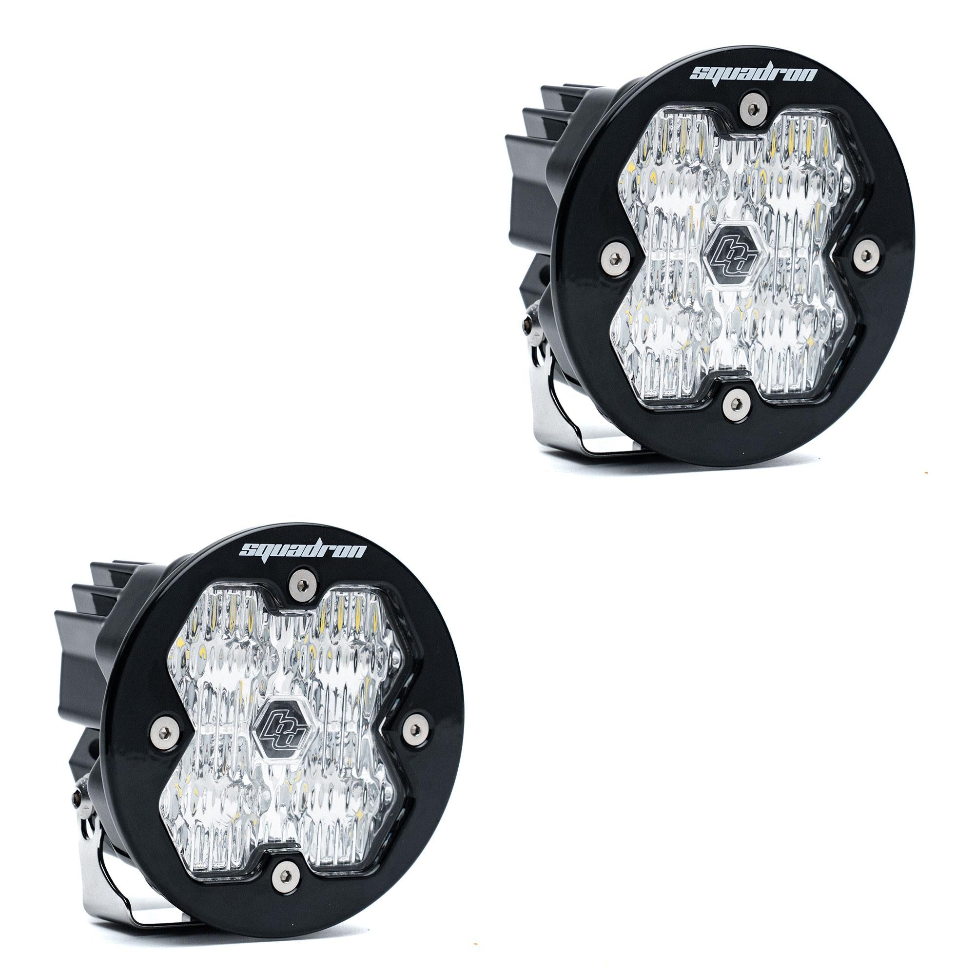 Squadron-R 2.0 Sport Black LED Auxiliary Light Pod Pair (No Harness) Universal Clear Wide Cornering Baja Designs