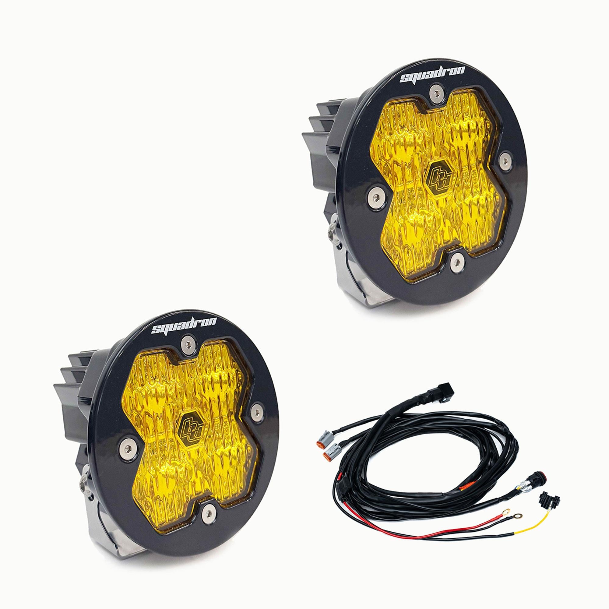 Squadron-R 2.0 Sport Black LED Auxiliary Light Pod Pair Universal Baja Amber Wide Cornering Baja Designs
