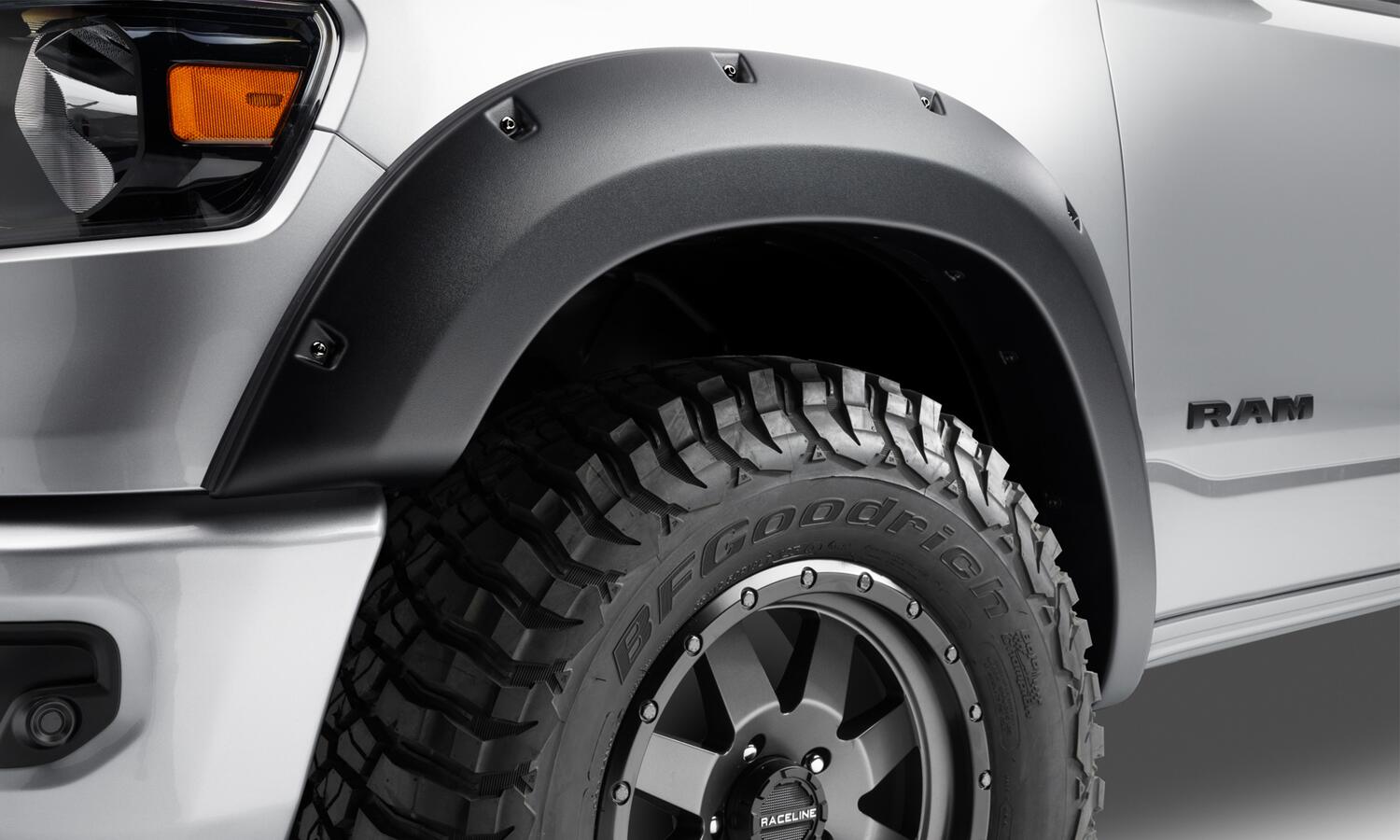 Black Forge Pocket/Rivet Textured Finish 4-Pc Fender Flare Set For 19-23 Ram 2500/3500 Excludes Dually Bushwacker