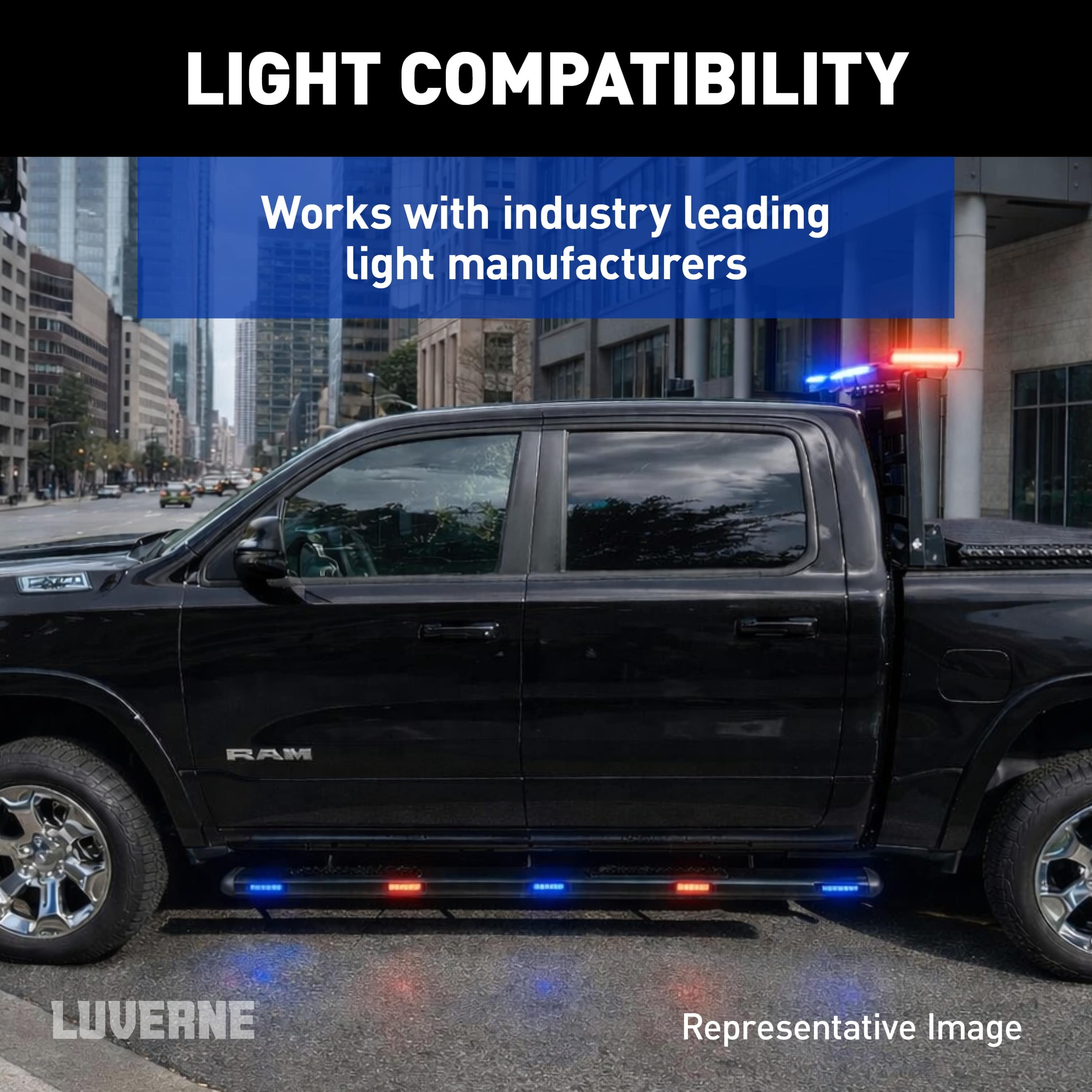 LUVERNE Aluminator 3-Light Side Steps, 2015-2026 Ford F-150, 2017-2026 Ford F-250/F-350/F-450 Super Duty, 2022-2025 Ford F-150 Lightning