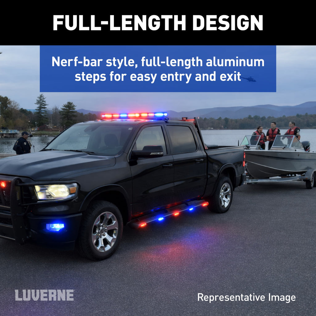 LUVERNE Aluminator 3-Light Side Steps, 2019-2026 Chevy/GMC Silverado/Sierra 1500, 2020-2026 Chevy/GMC Silverado/Sierra 2500HD/3500HD