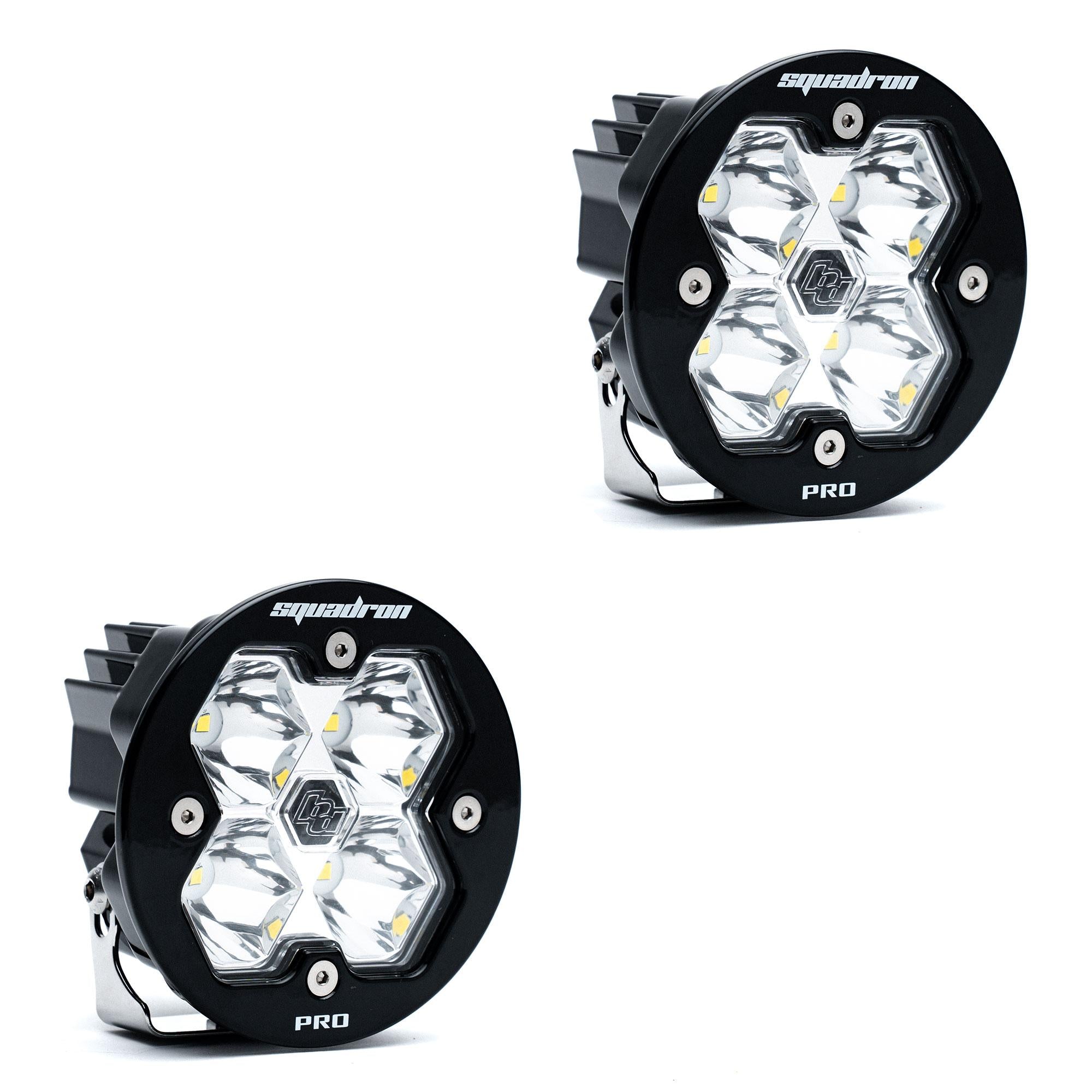 Squadron-R 2.0 Pro Black LED Auxiliary Light Pod Pair (No Harness) Universal Clear Spot Baja Designs