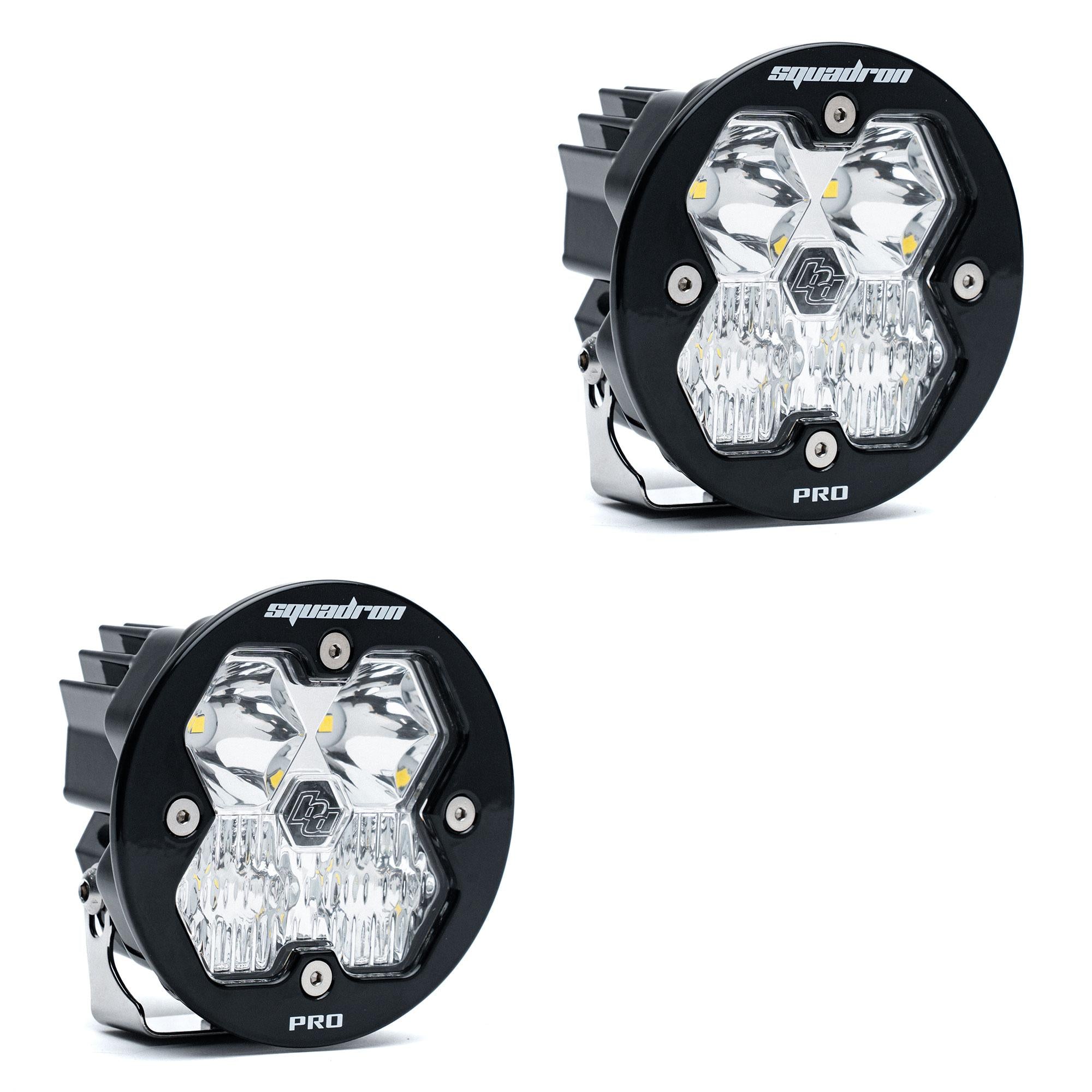 Squadron-R 2.0 Pro Black LED Auxiliary Light Pod Pair (No Harness) Universal Clear Driving/Combo Baja Designs