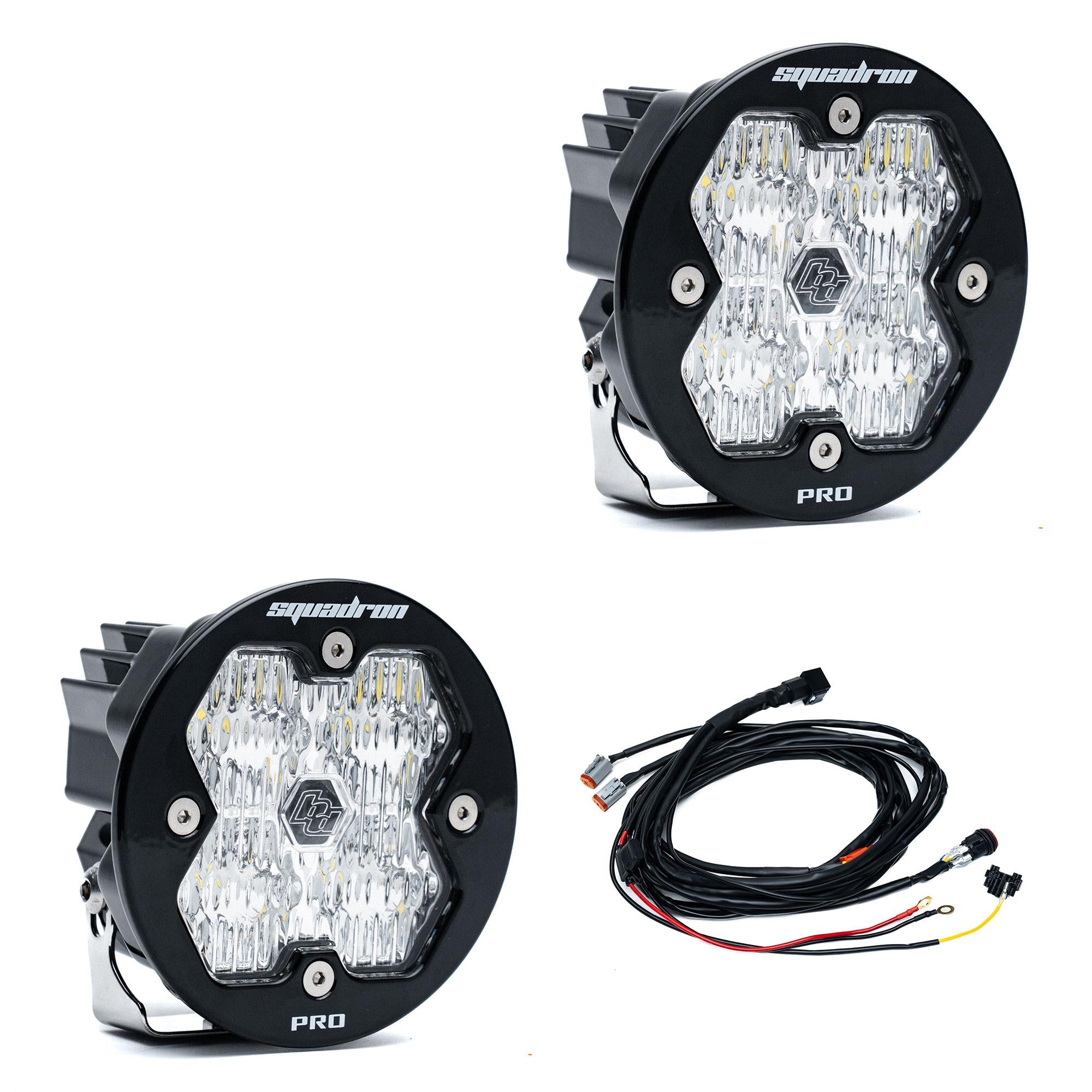 Squadron-R 2.0 Pro Black LED Auxiliary Light Pod Pair Universal Clear Wide Cornering Baja Designs